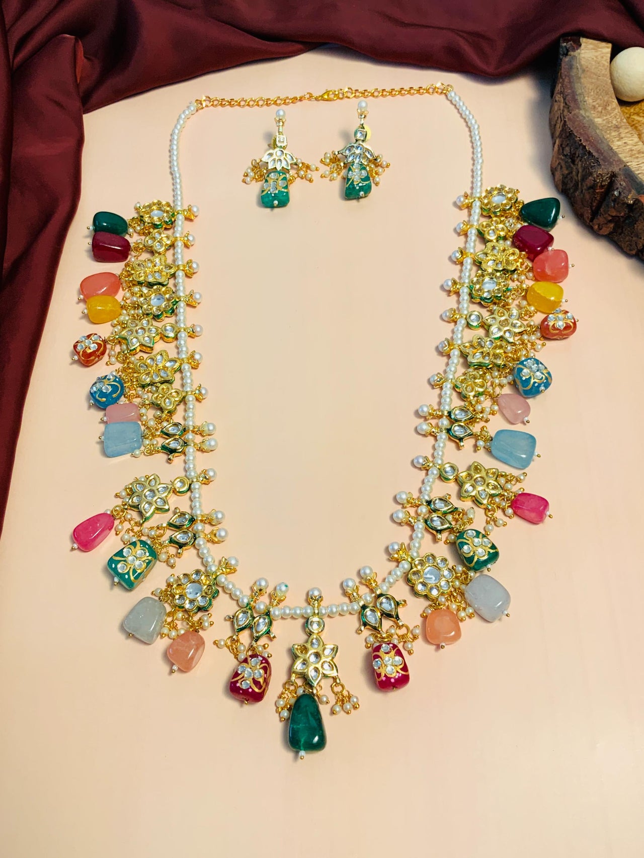 Handcrafted Multicolour Jaipuri Stone Mala - Abdesignsjewellery
