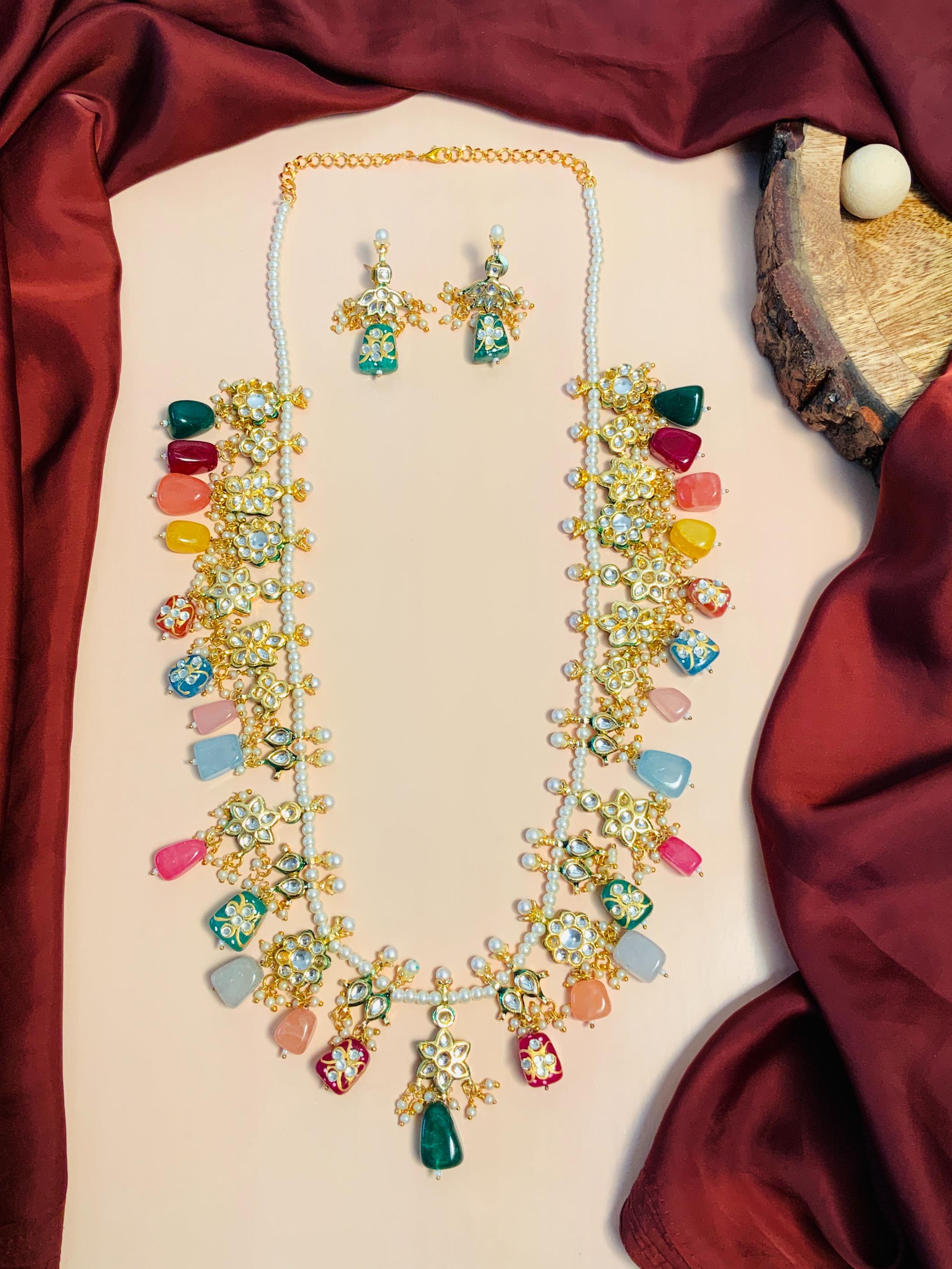 Handcrafted Multicolour Jaipuri Stone Mala - Abdesignsjewellery