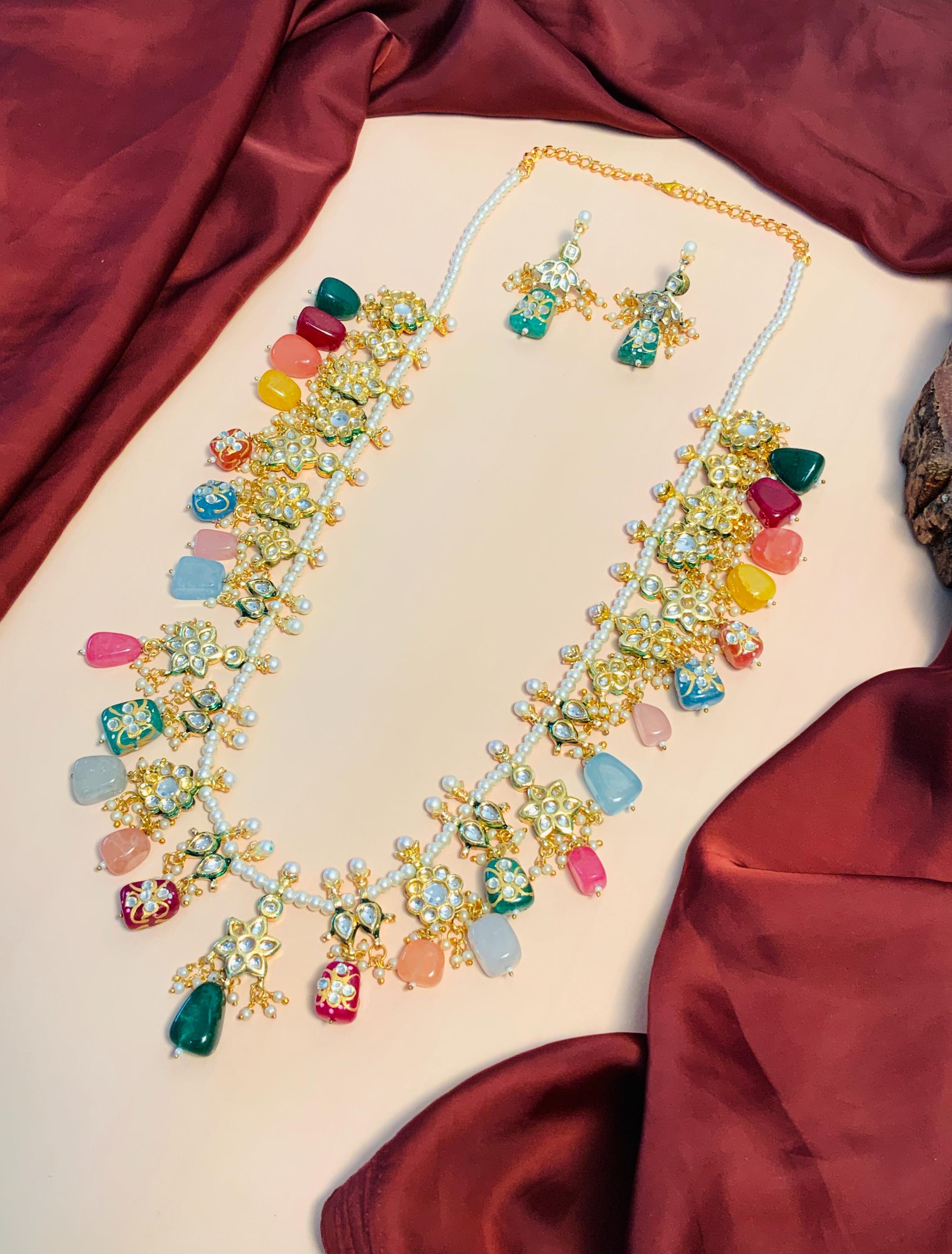 Handcrafted Multicolour Jaipuri Stone Mala - Abdesignsjewellery