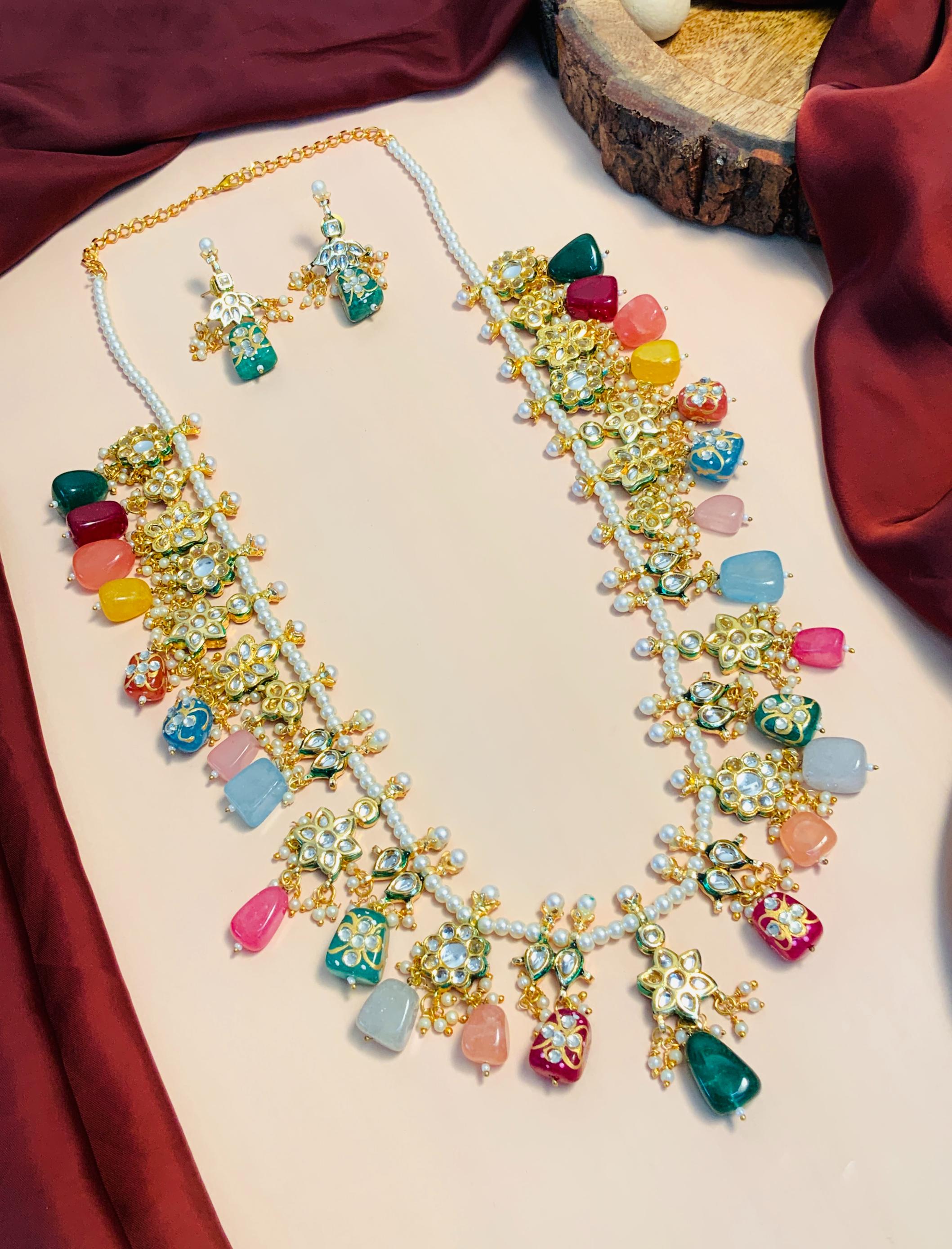 Handcrafted Multicolour Jaipuri Stone Mala - Abdesignsjewellery