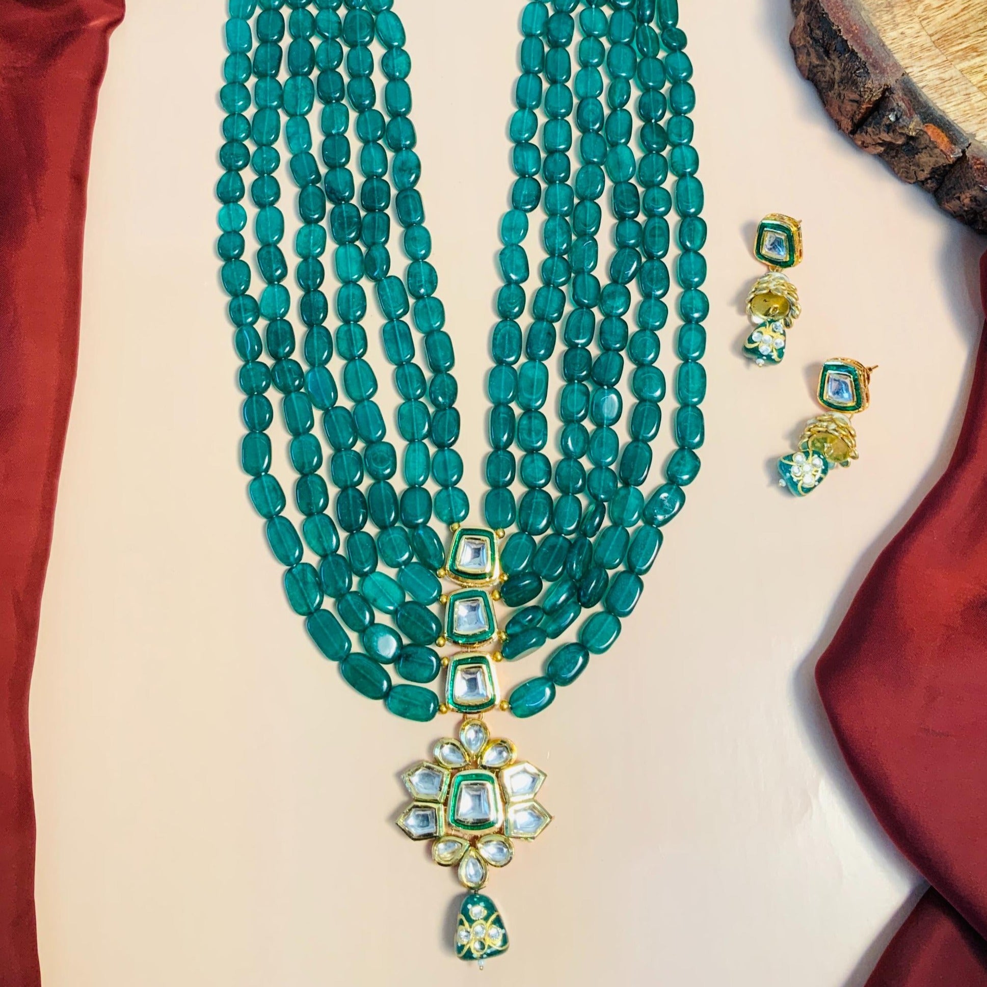 Classic Emerald Multi Layered Kundan Mala - Abdesignsjewellery