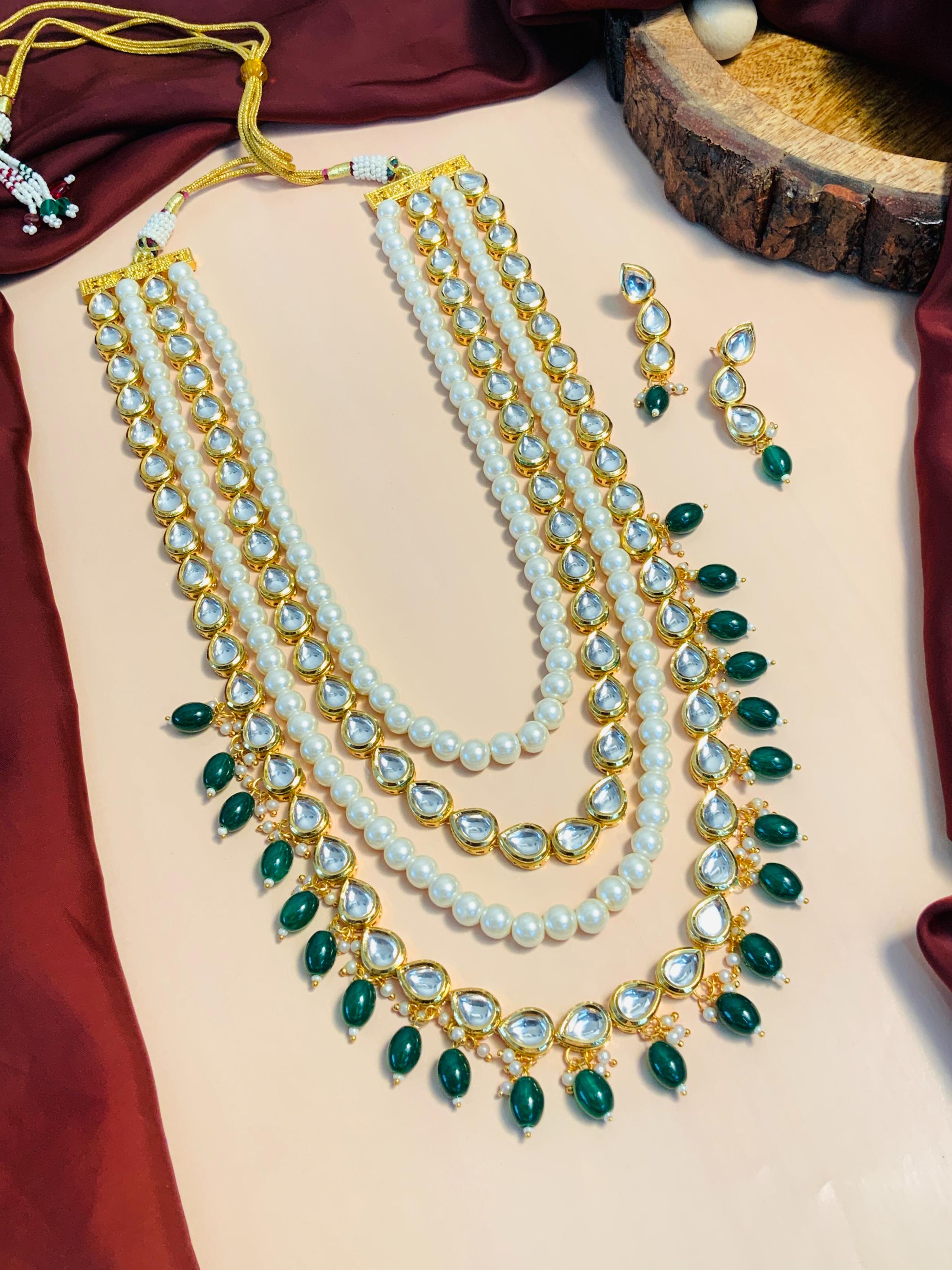 Superior Multilayer Kundan Pearl Mala - Abdesignsjewellery