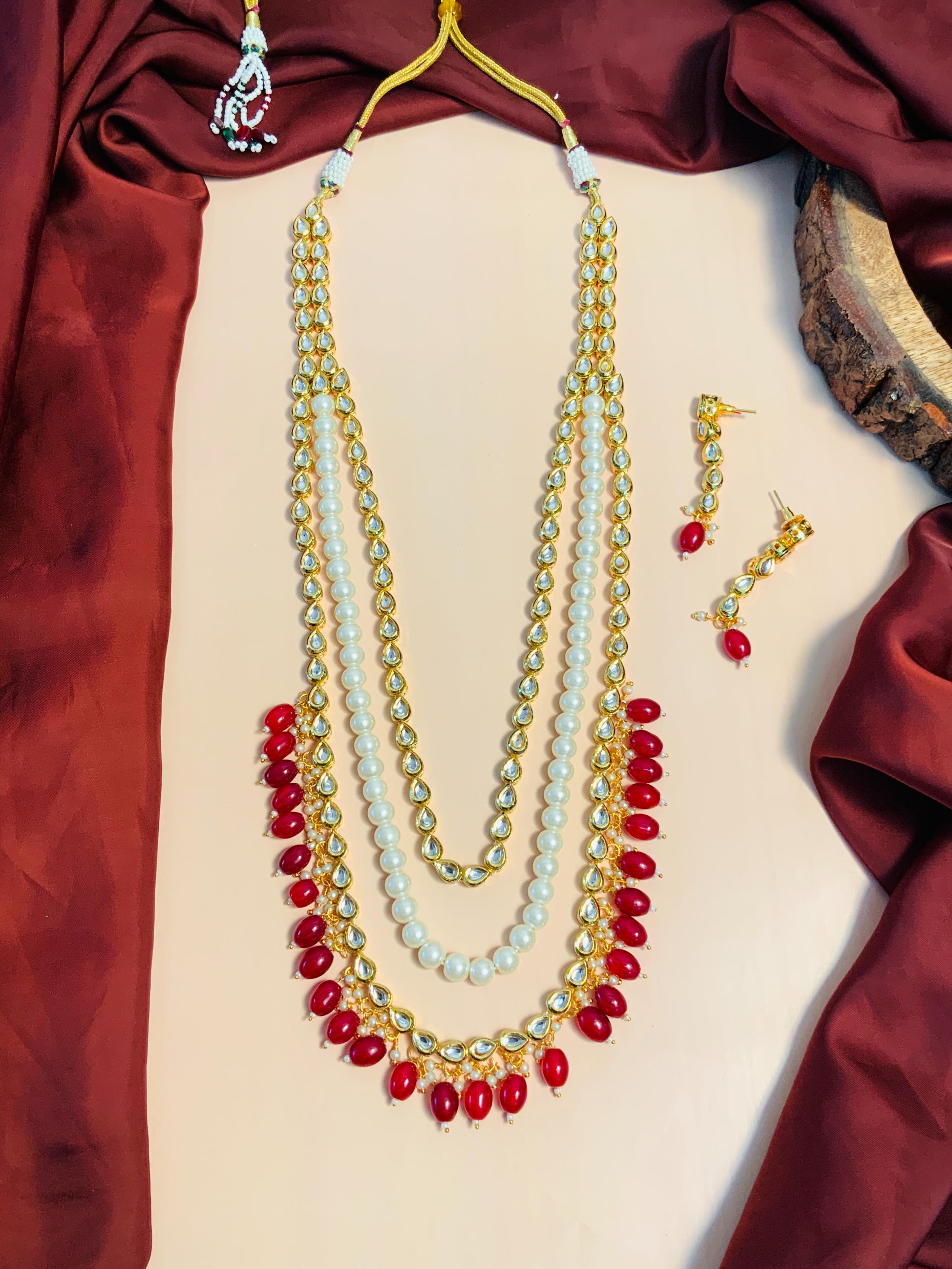 Superior Multilayer Kundan Pearl Mala - Abdesignsjewellery