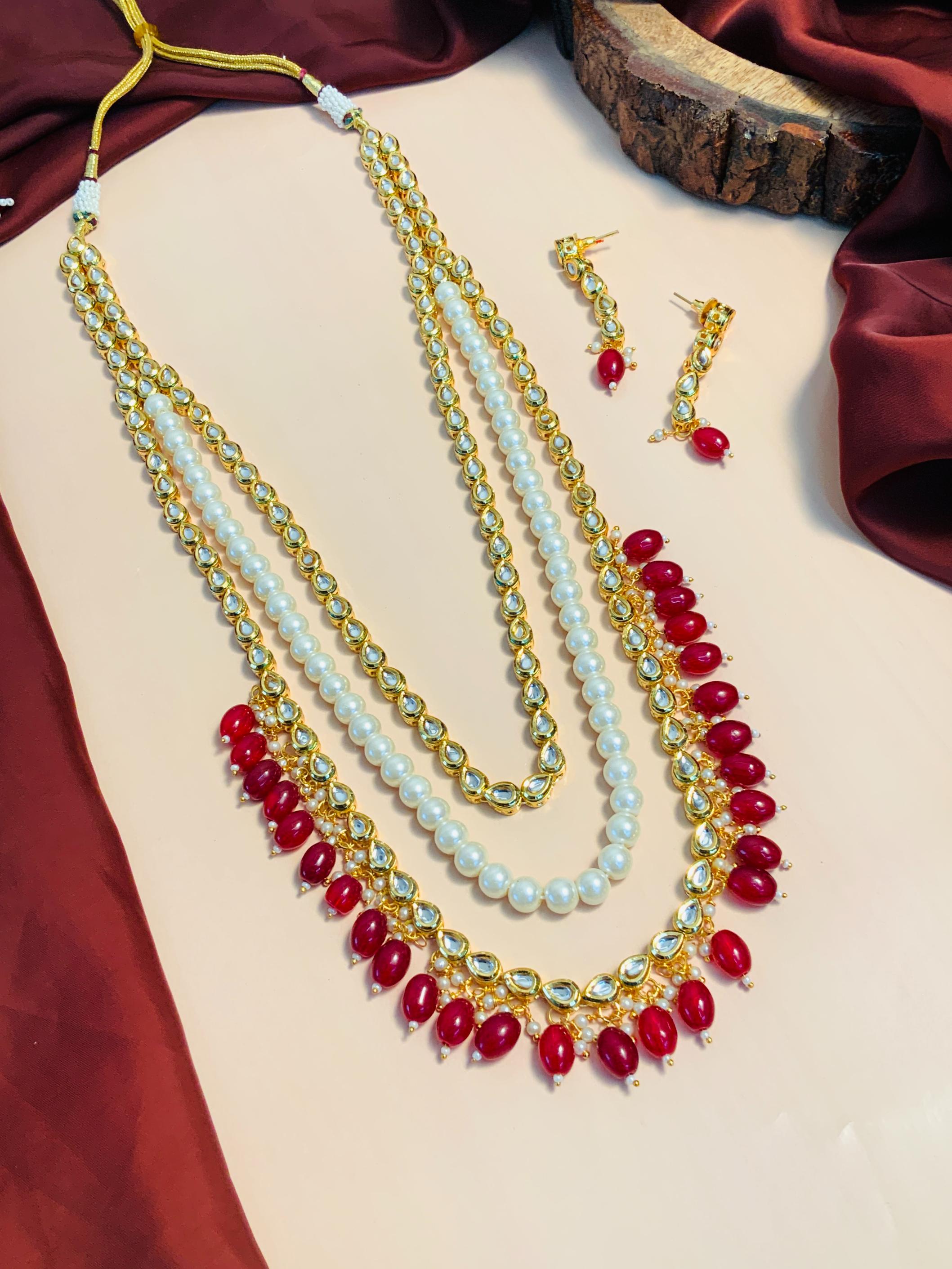 Superior Multilayer Kundan Pearl Mala - Abdesignsjewellery