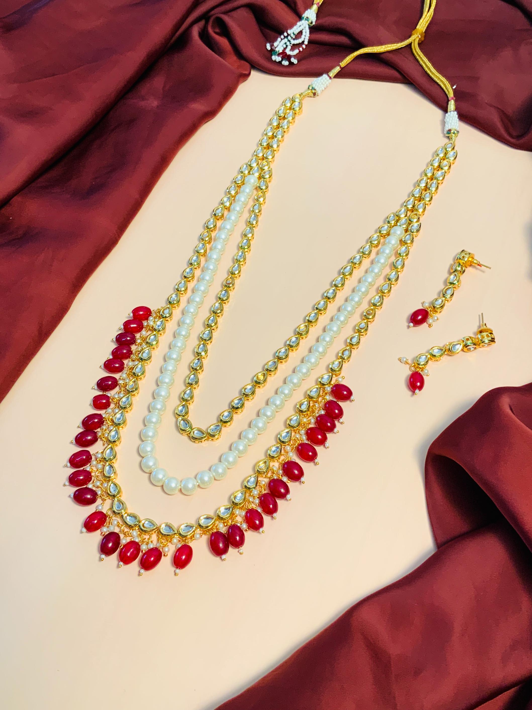 Superior Multilayer Kundan Pearl Mala - Abdesignsjewellery