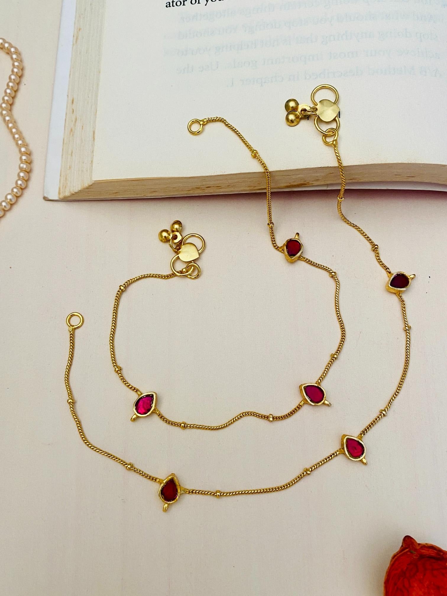 Gold Plated Kundan Anklets 