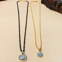 Thumbnail for Exclusive High Quality Gold Plated American Diamond Mangalsutra & Pendant Chain Combo - Abdesignsjewellery