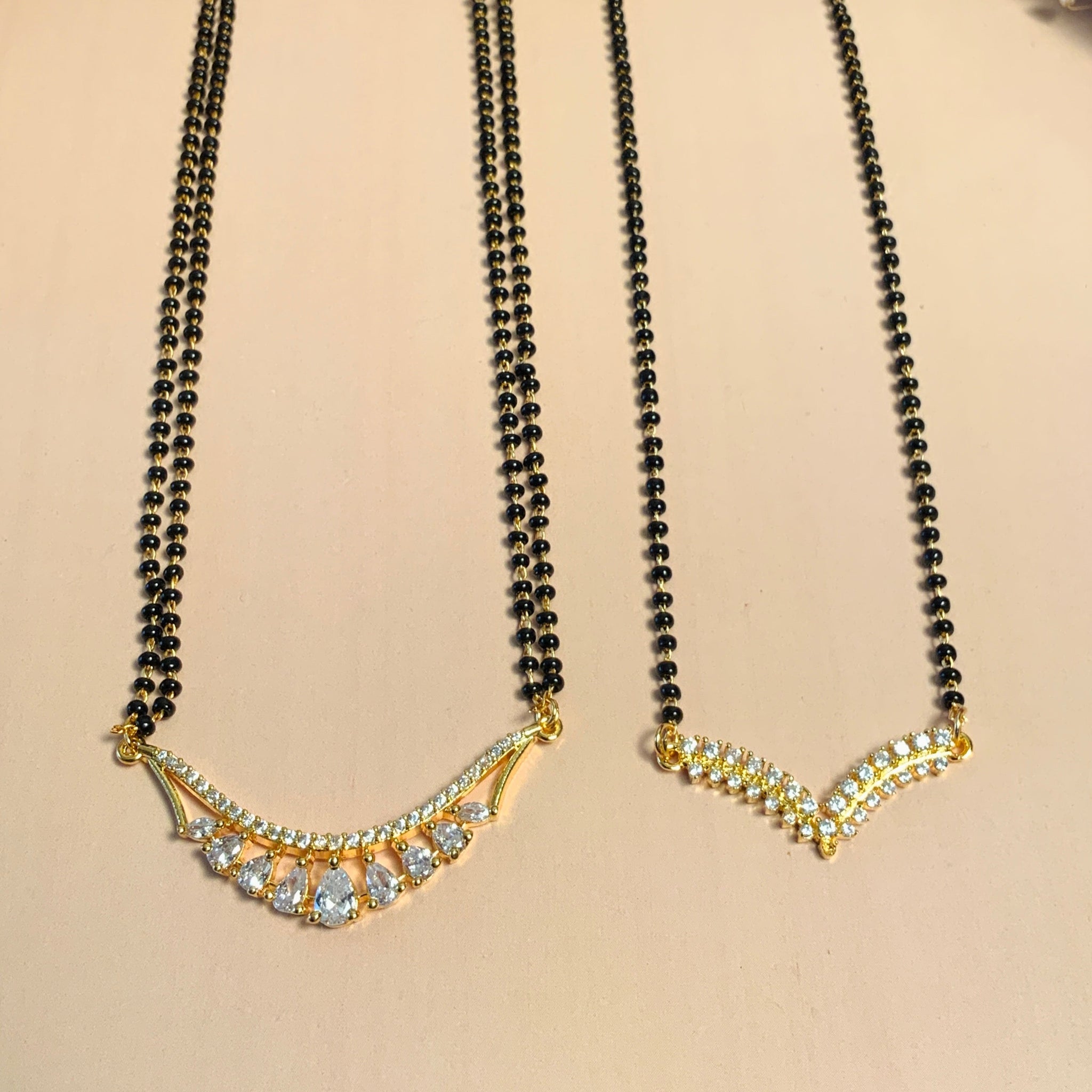 Precious Gold Plated American Diamond Mangalsutra Combo