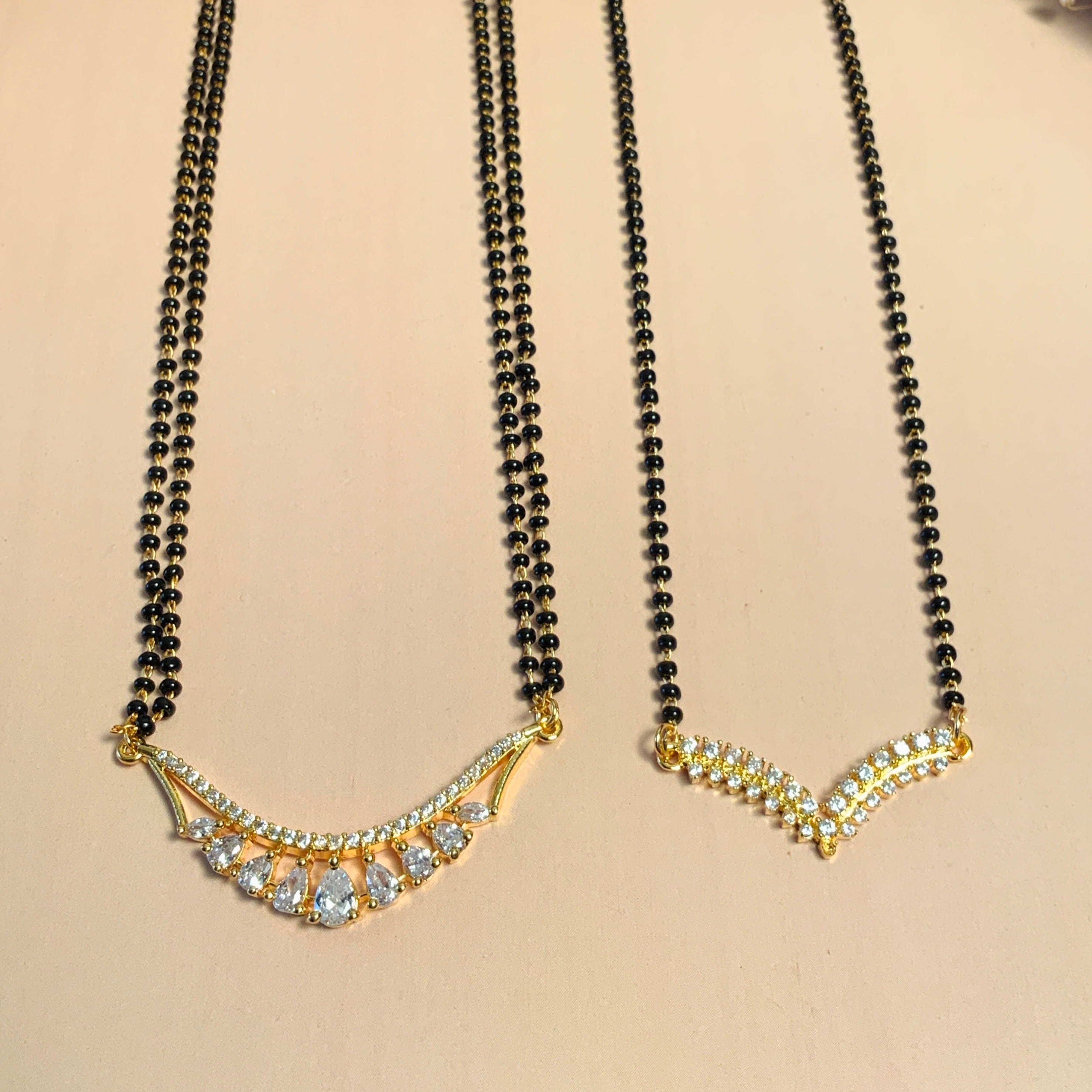 Precious Gold Plated American Diamond Mangalsutra Combo