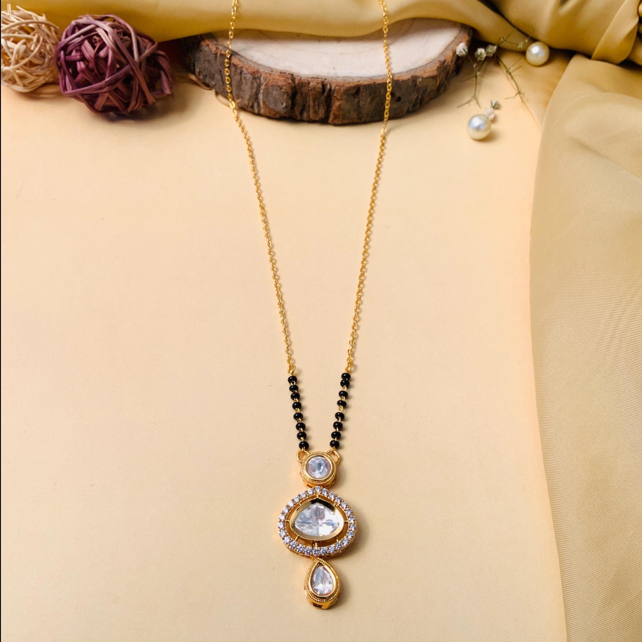 Vibrant Gold Plated Polki Kundan Mangalsutra