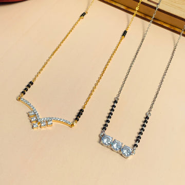 Sparkling Gold Plated American Diamond Mangalsutra Combo