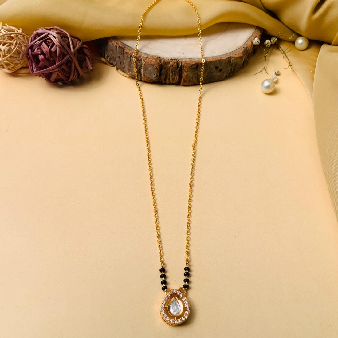 Beautiful Gold Plated Polki Kundan Mangalsutra - Abdesignsjewellery