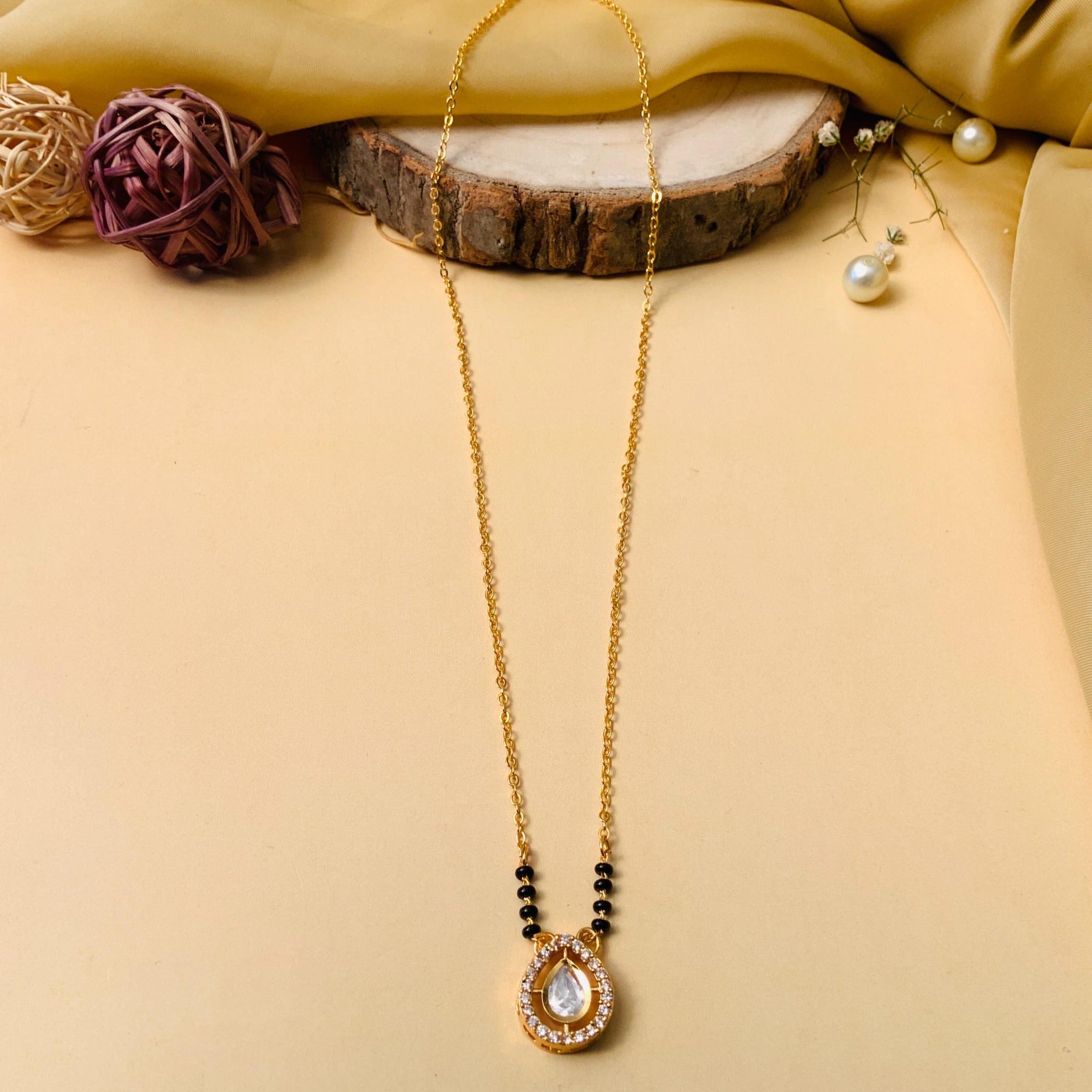 Beautiful Gold Plated Polki Kundan Mangalsutra - Abdesignsjewellery