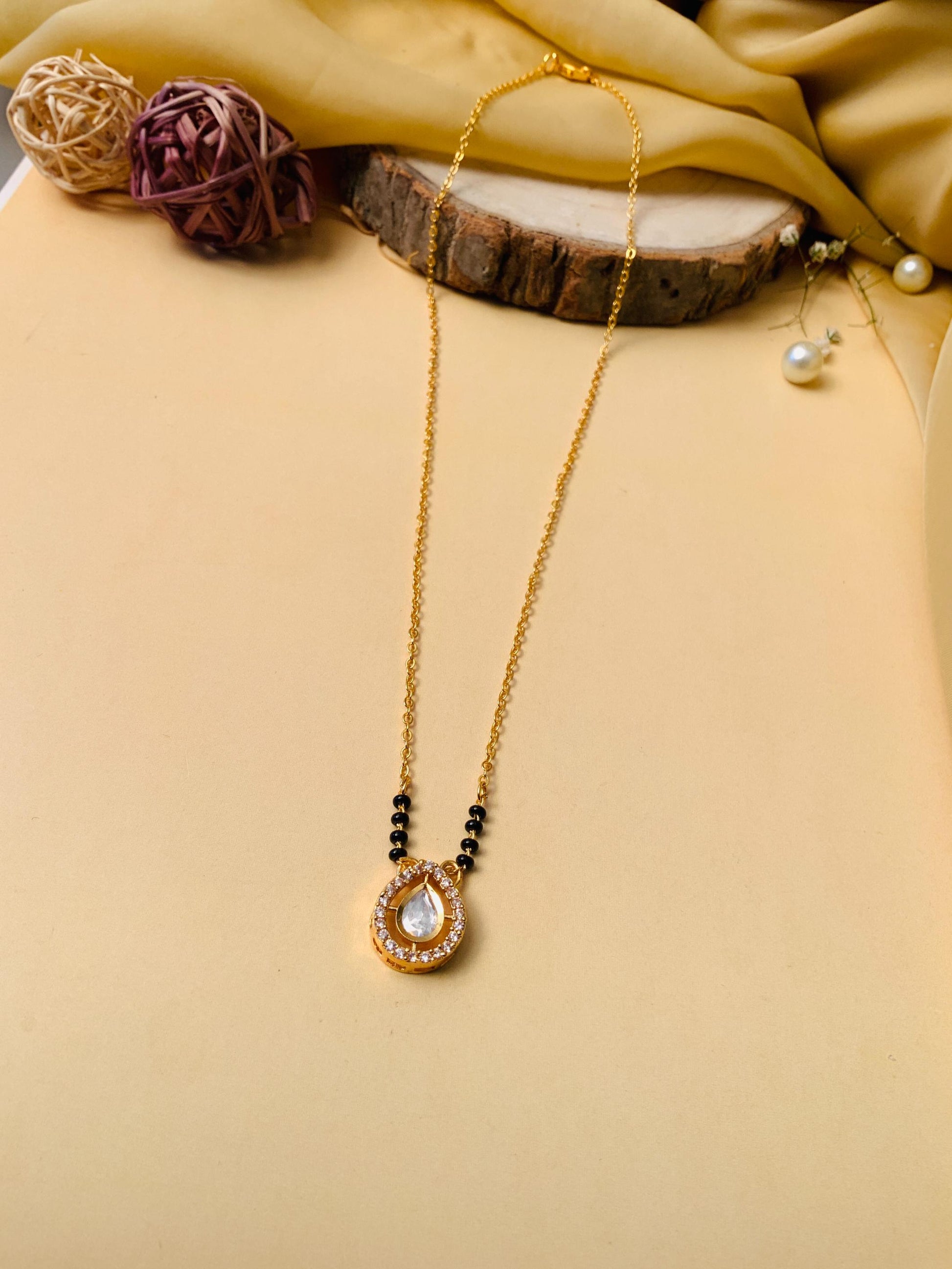 Beautiful Gold Plated Polki Kundan Mangalsutra - Abdesignsjewellery