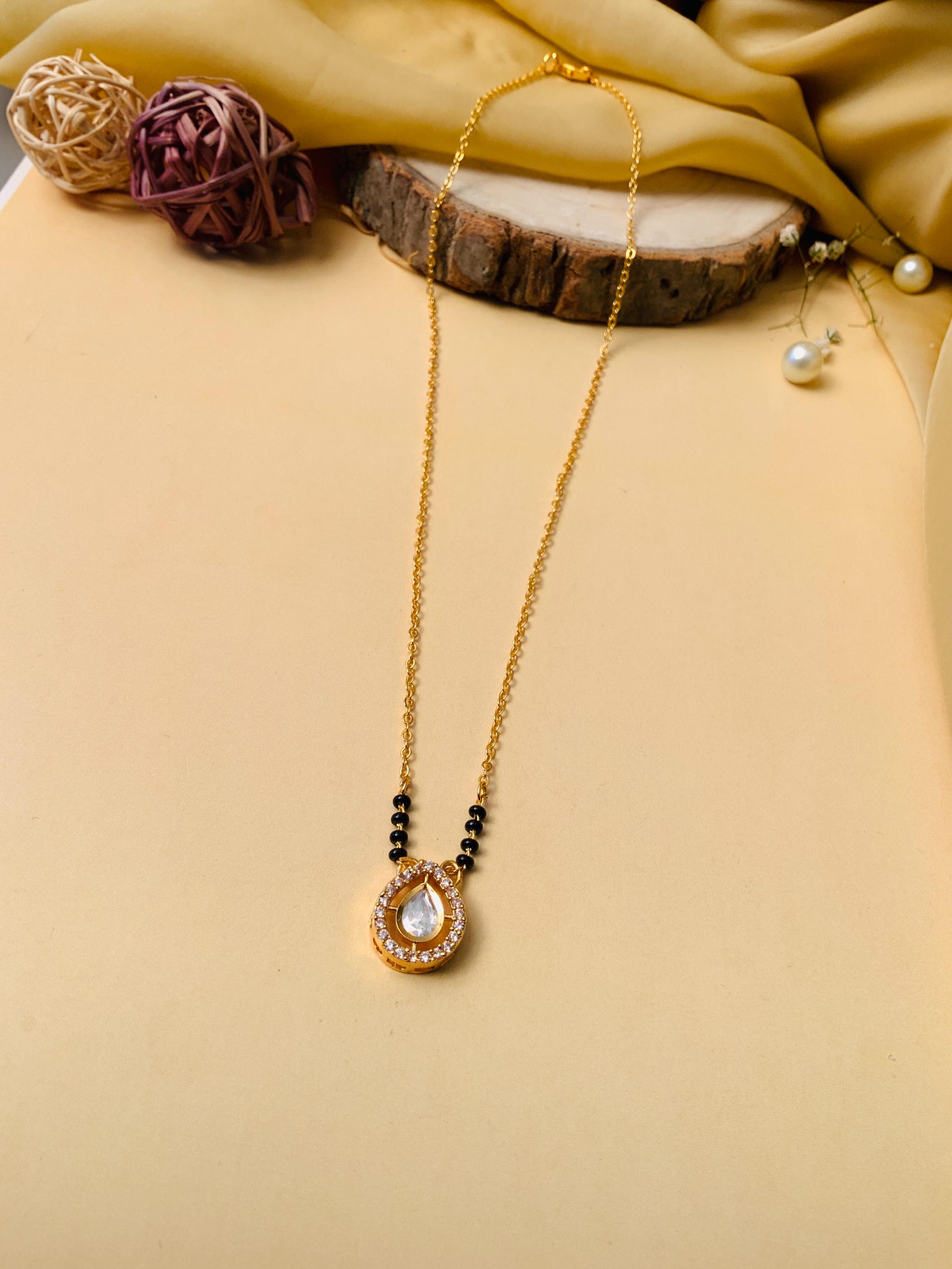 Beautiful Gold Plated Polki Kundan Mangalsutra - Abdesignsjewellery