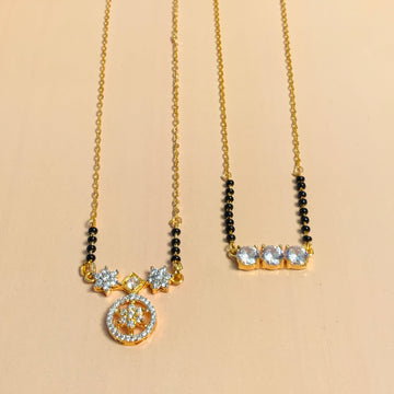 Mesmerizing Gold Plated American Diamond Mangalsutra Combo - mangalsutra by Abdesigns Jewellery
