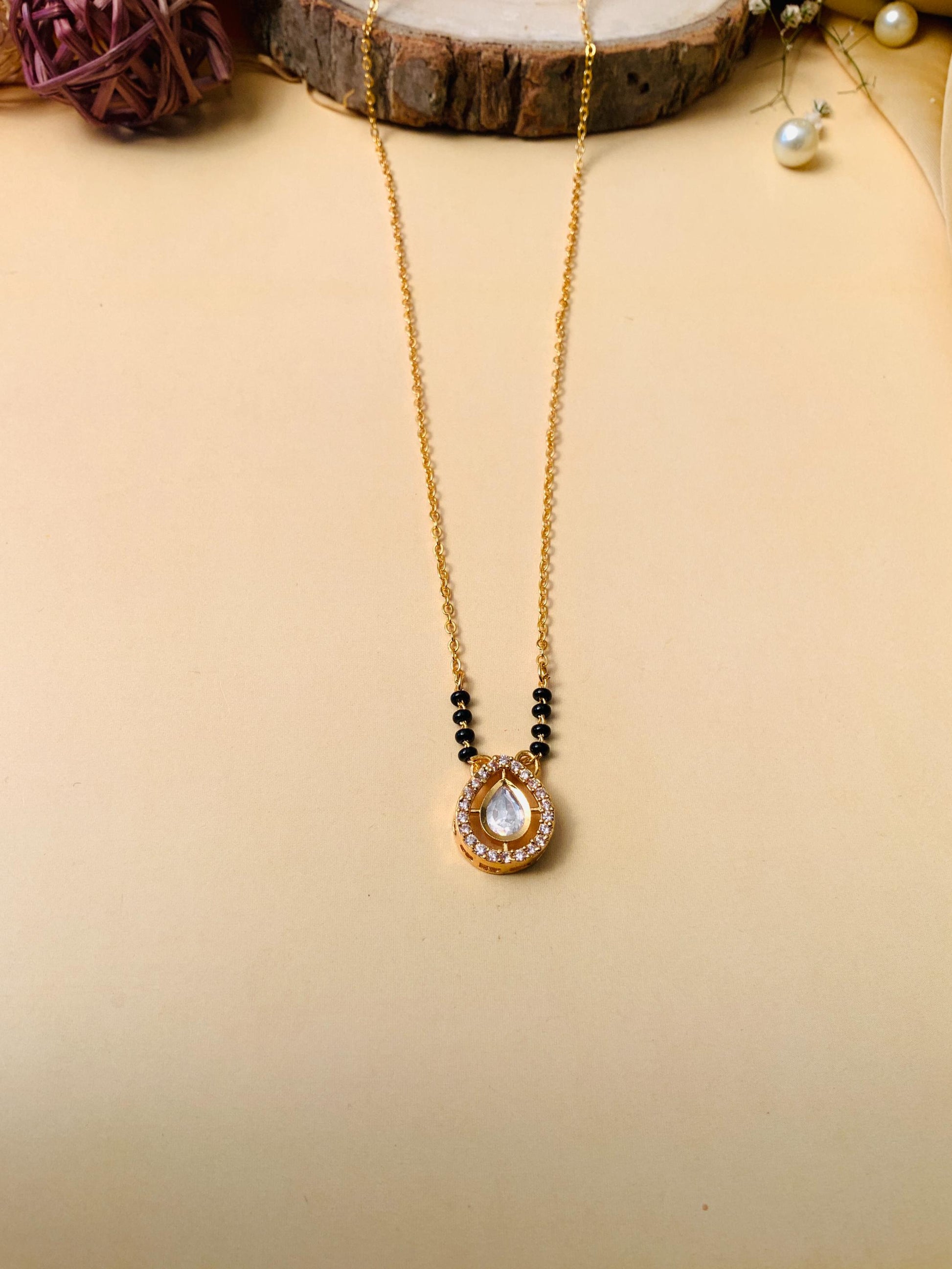 Beautiful Gold Plated Polki Kundan Mangalsutra - Abdesignsjewellery