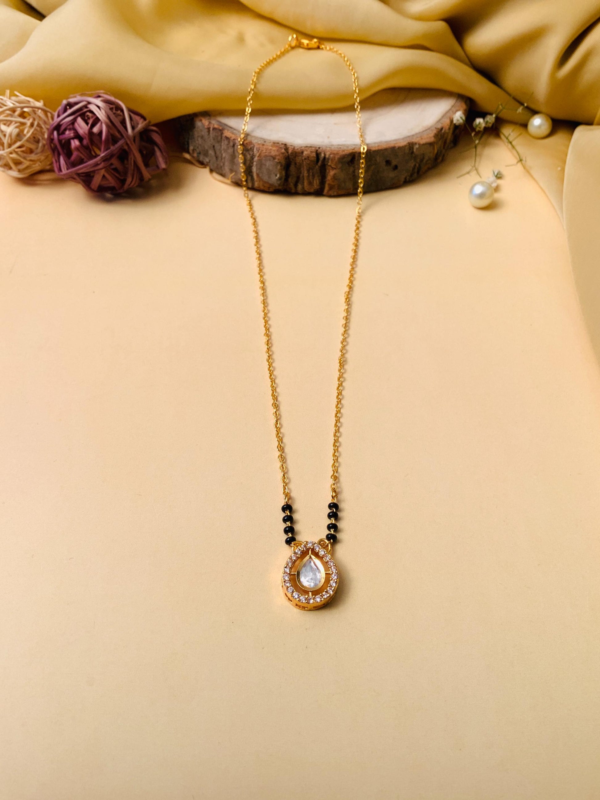 Beautiful Gold Plated Polki Kundan Mangalsutra - Abdesignsjewellery