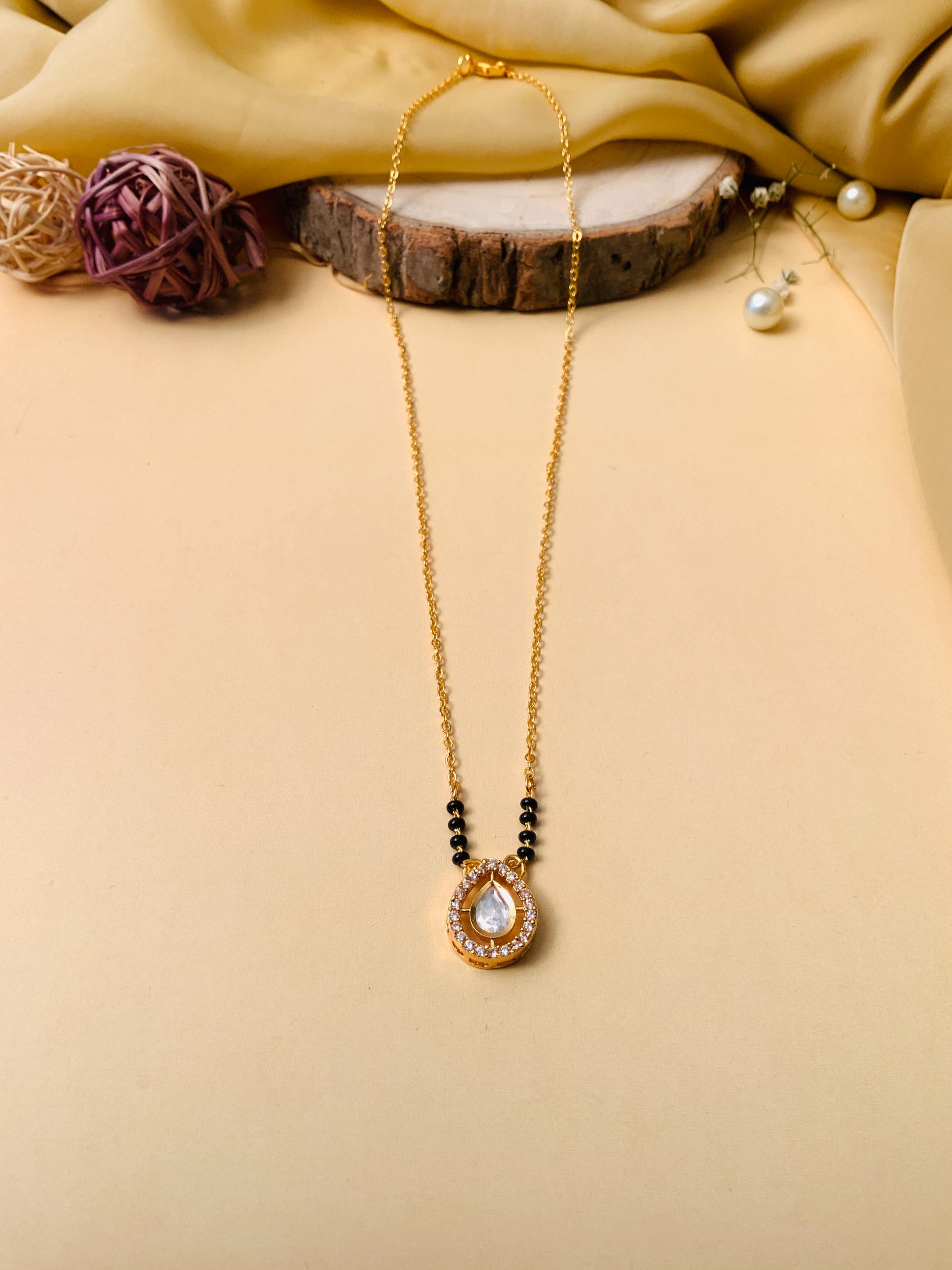 Beautiful Gold Plated Polki Kundan Mangalsutra - Abdesignsjewellery