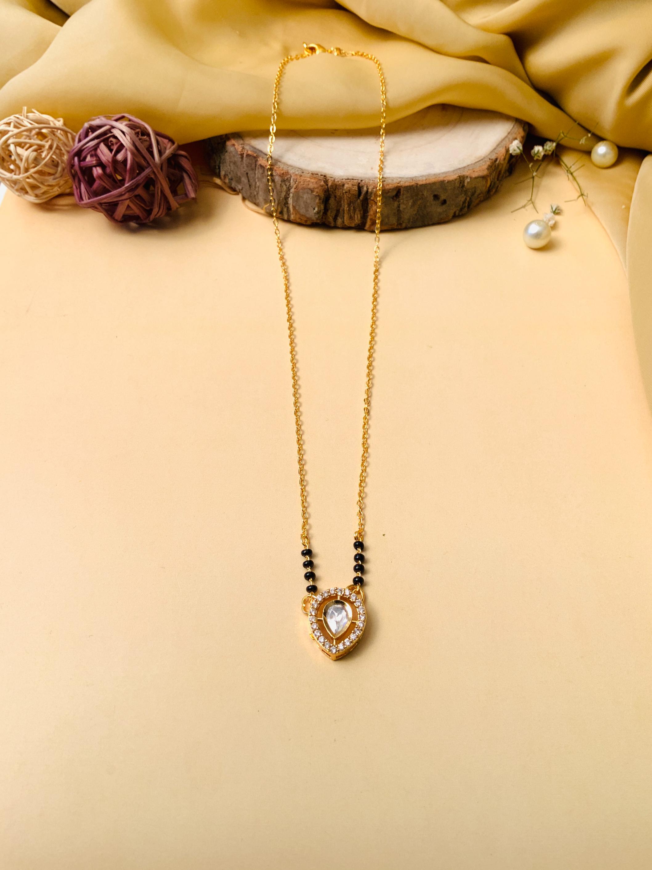 Beautiful Gold Plated Polki Kundan Mangalsutra - Abdesignsjewellery