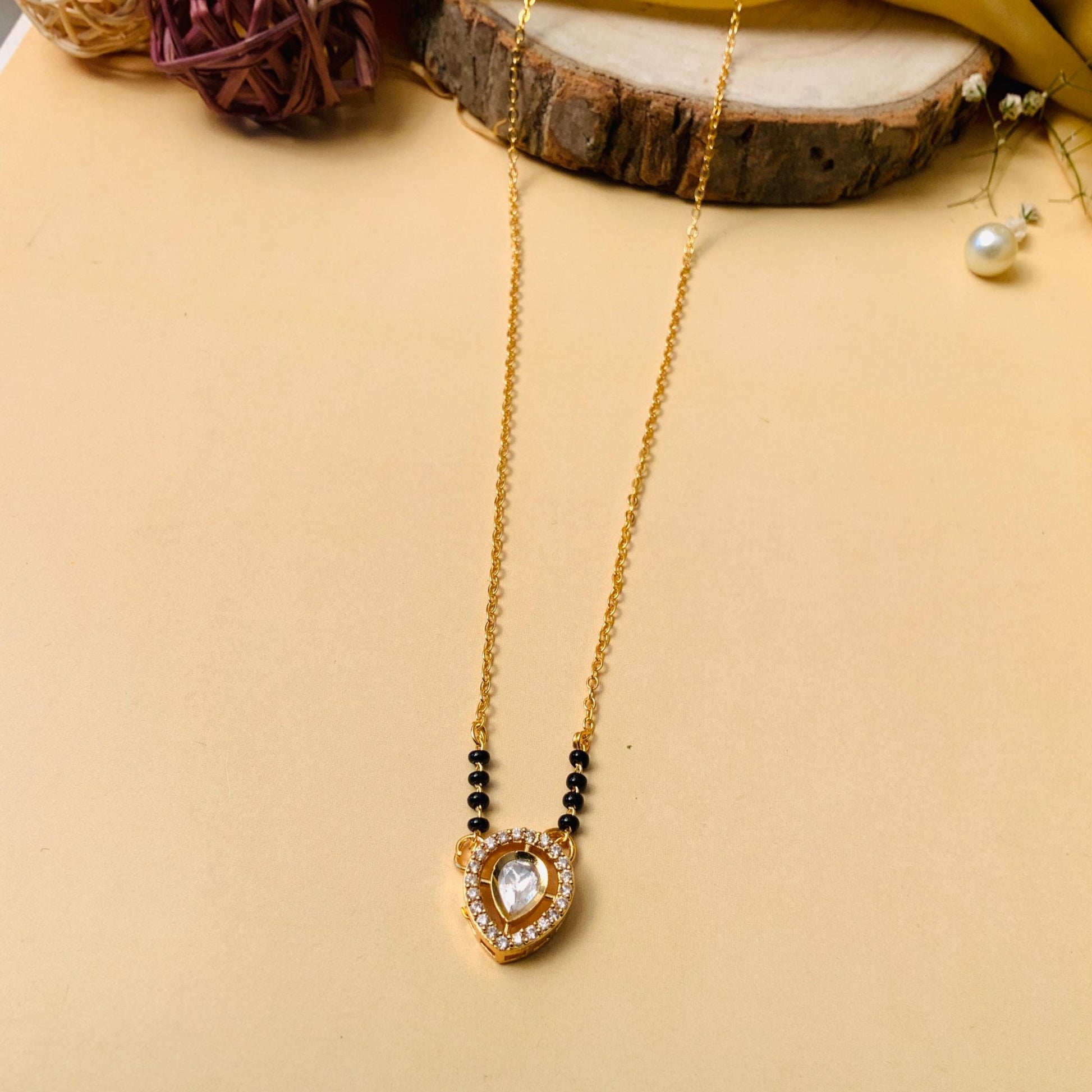 Beautiful Gold Plated Polki Kundan Mangalsutra - Abdesignsjewellery