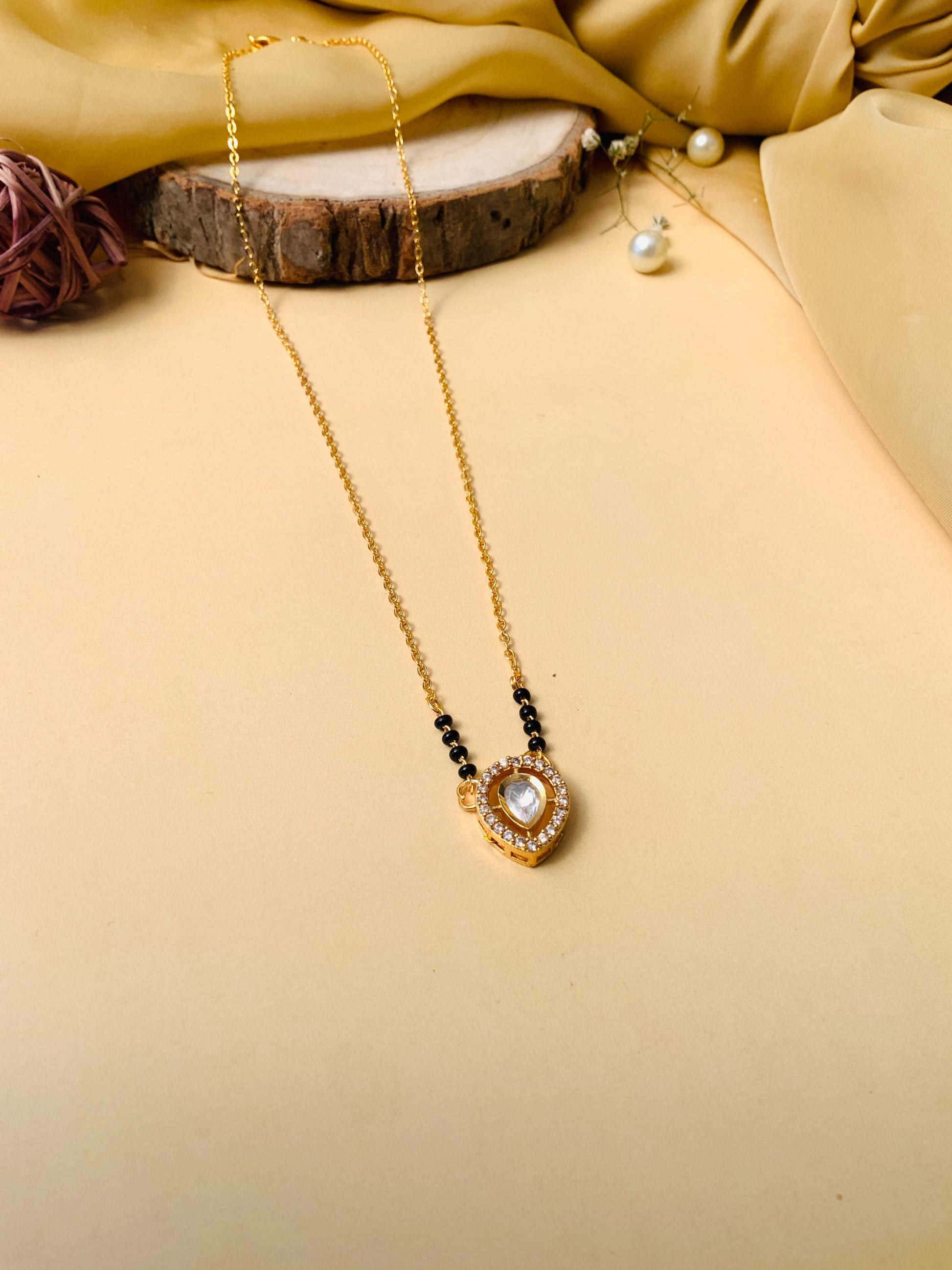 Beautiful Gold Plated Polki Kundan Mangalsutra - Abdesignsjewellery