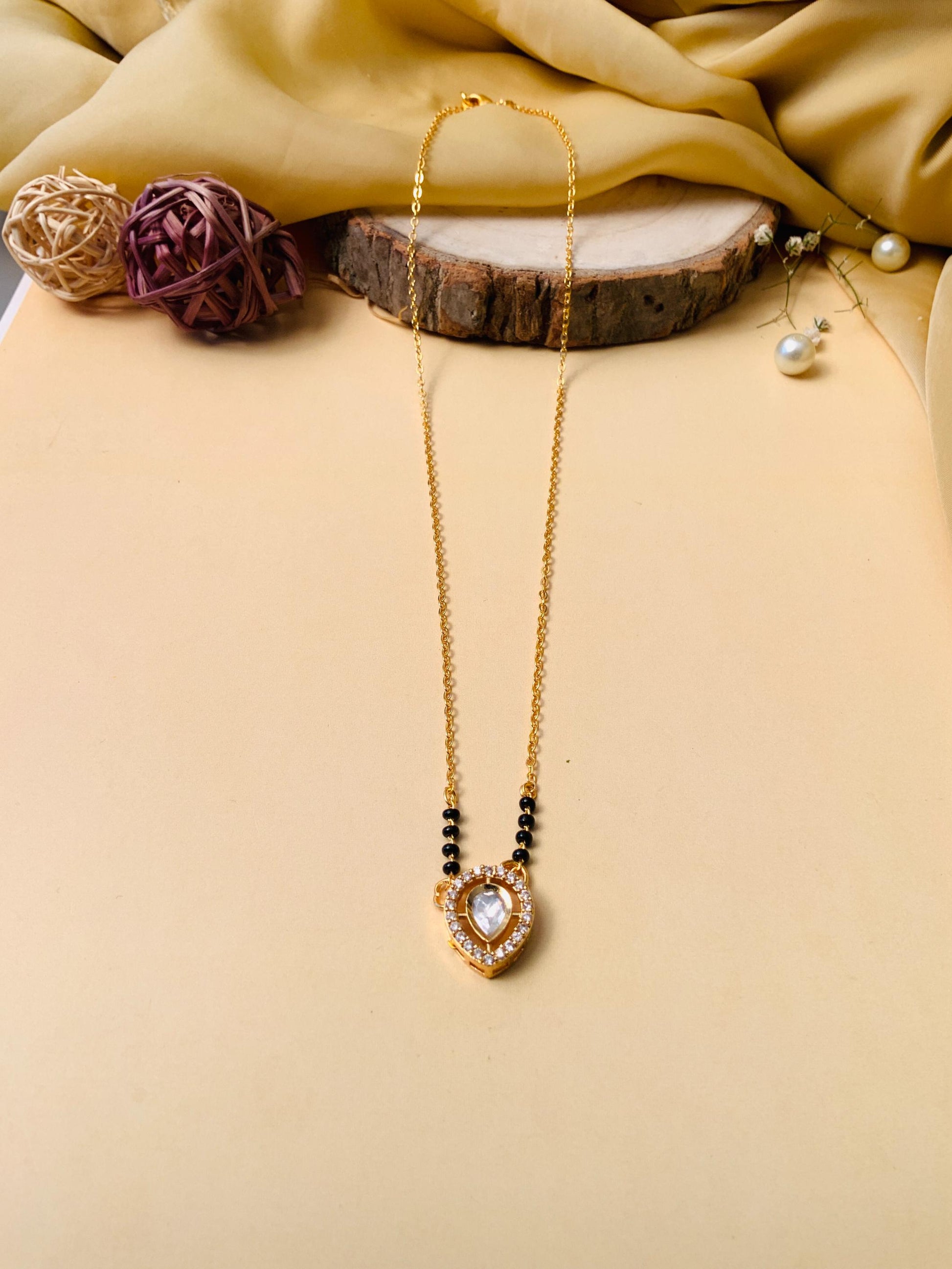 Beautiful Gold Plated Polki Kundan Mangalsutra - Abdesignsjewellery