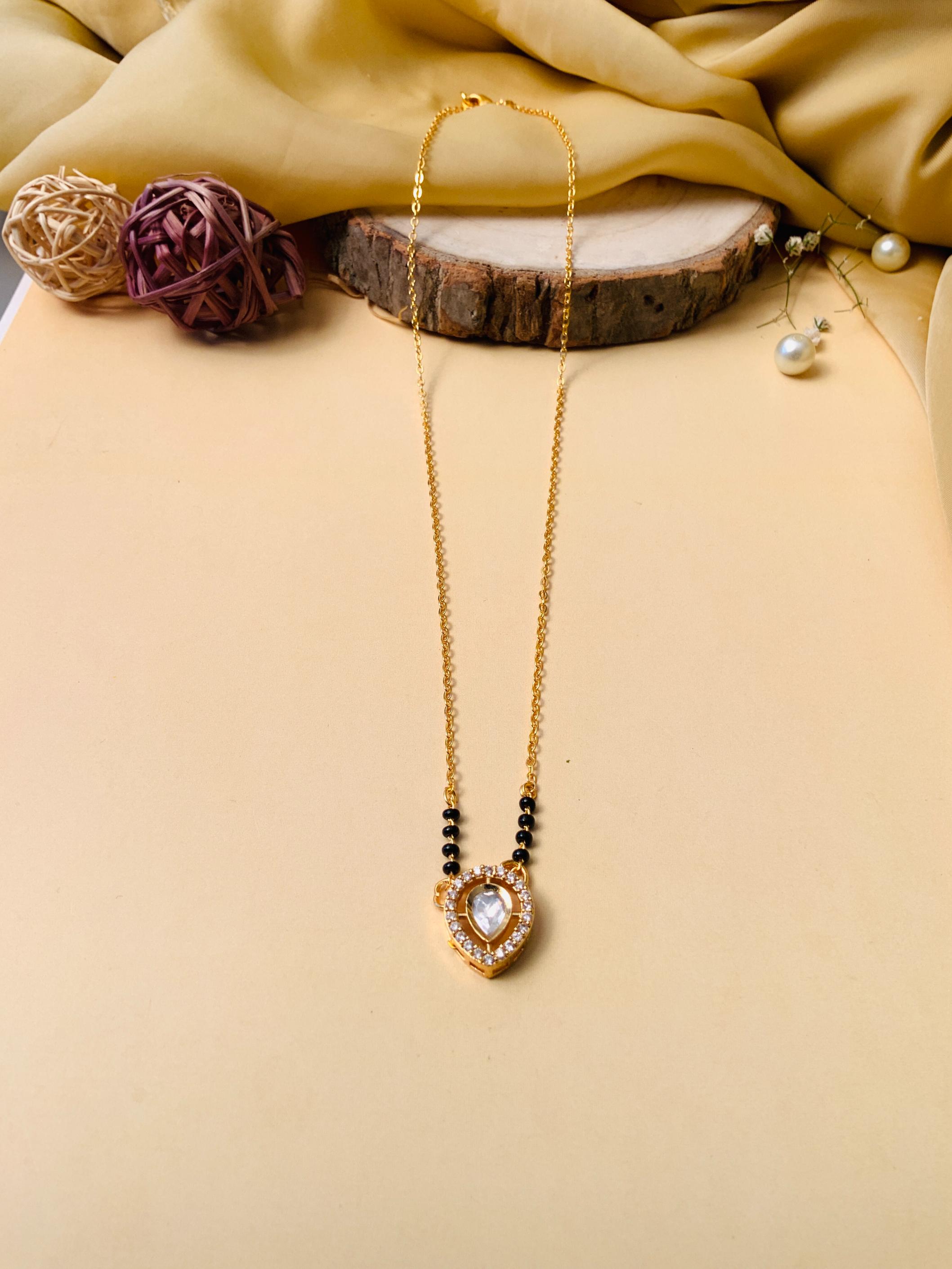 Beautiful Gold Plated Polki Kundan Mangalsutra - Abdesignsjewellery