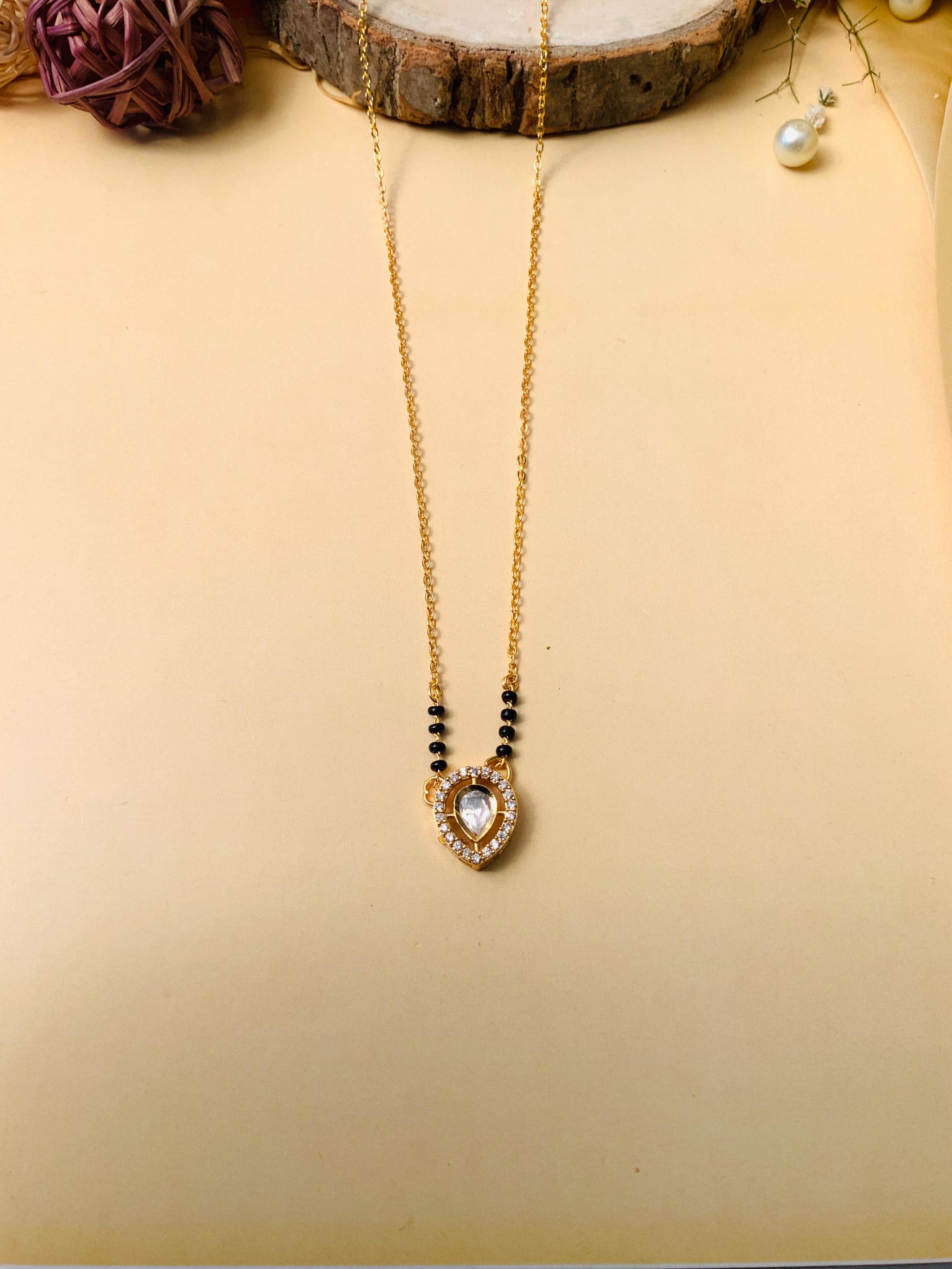 Beautiful Gold Plated Polki Kundan Mangalsutra - Abdesignsjewellery