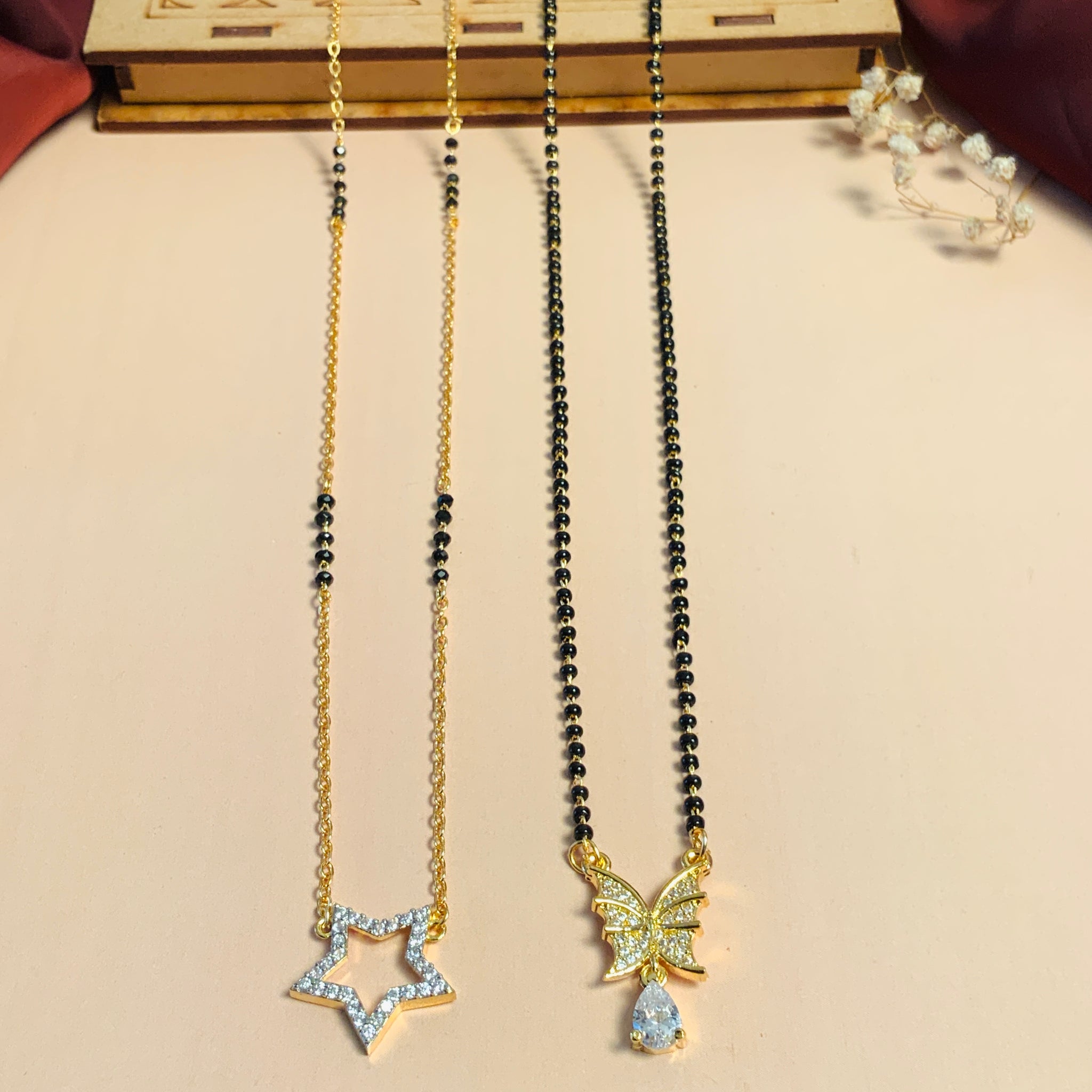 Impressive Gold Plated American Diamond Mangalsutra Combo