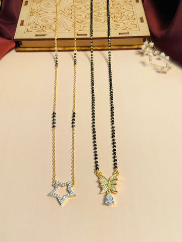 Impressive Gold Plated American Diamond Mangalsutra Combo