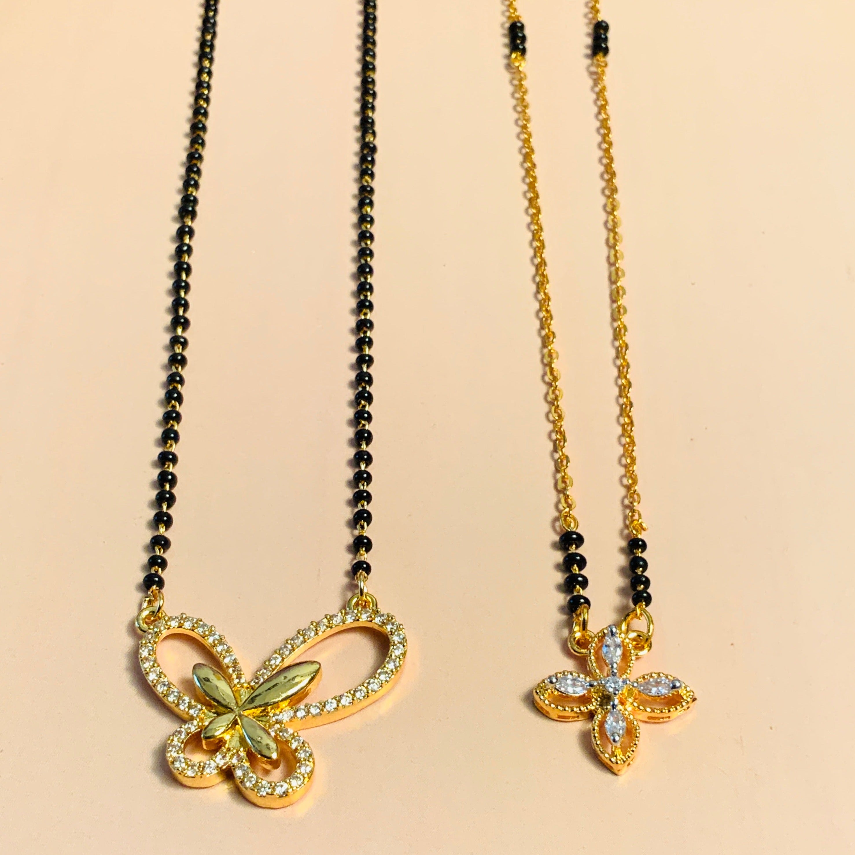 High Quality Gold Plated American Diamond Mangalsutra Combo - mangalsutra by Abdesigns Jewellery