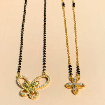 High Quality Gold Plated American Diamond Mangalsutra Combo - mangalsutra by Abdesigns Jewellery