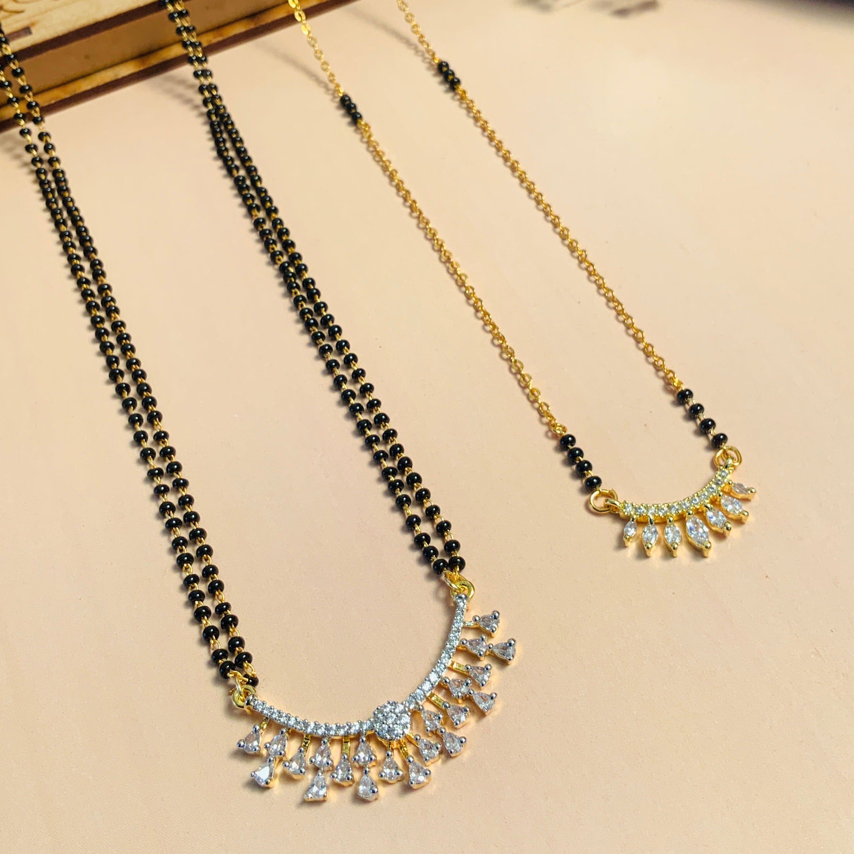 Luxurious Gold Plated American Diamond Mangalsutra Combo