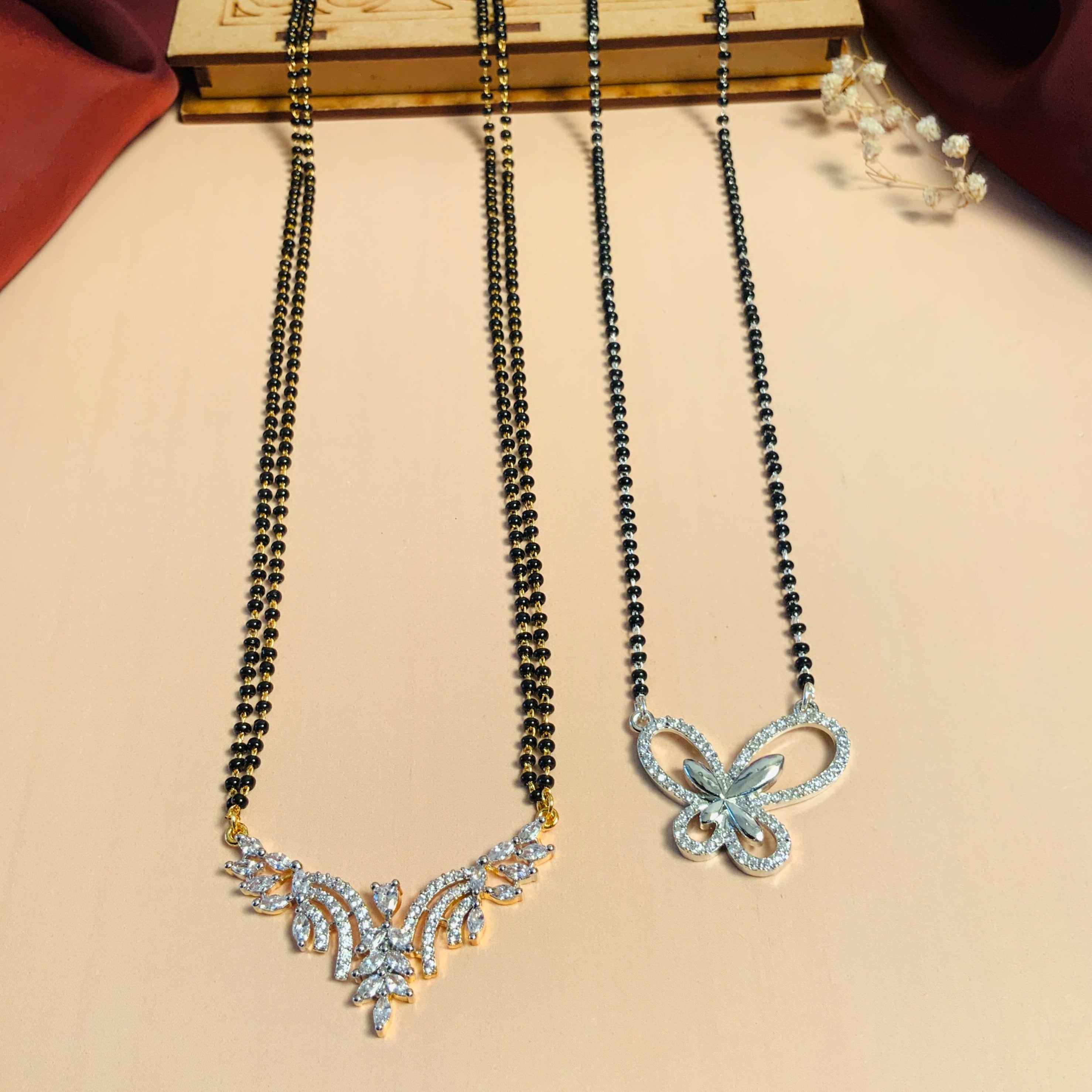 Statement Gold Plated American Diamond Mangalsutra Combo
