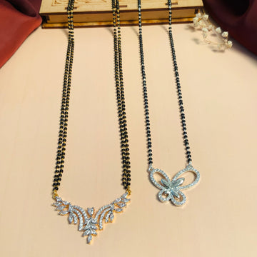 Statement Gold Plated American Diamond Mangalsutra Combo