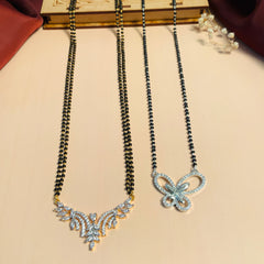 Statement Gold Plated American Diamond Mangalsutra Combo
