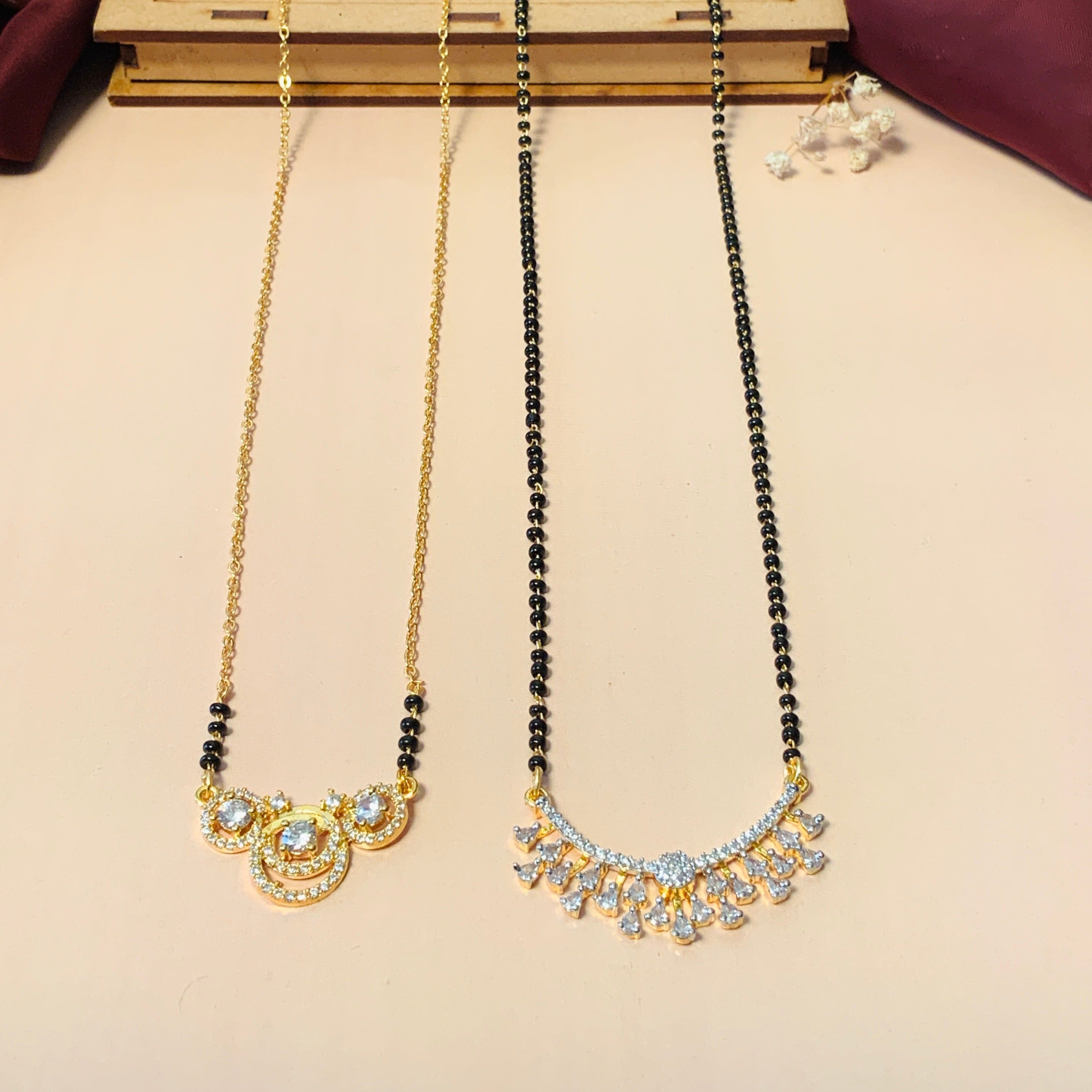 Statement Gold Plated American Diamond Mangalsutra Combo