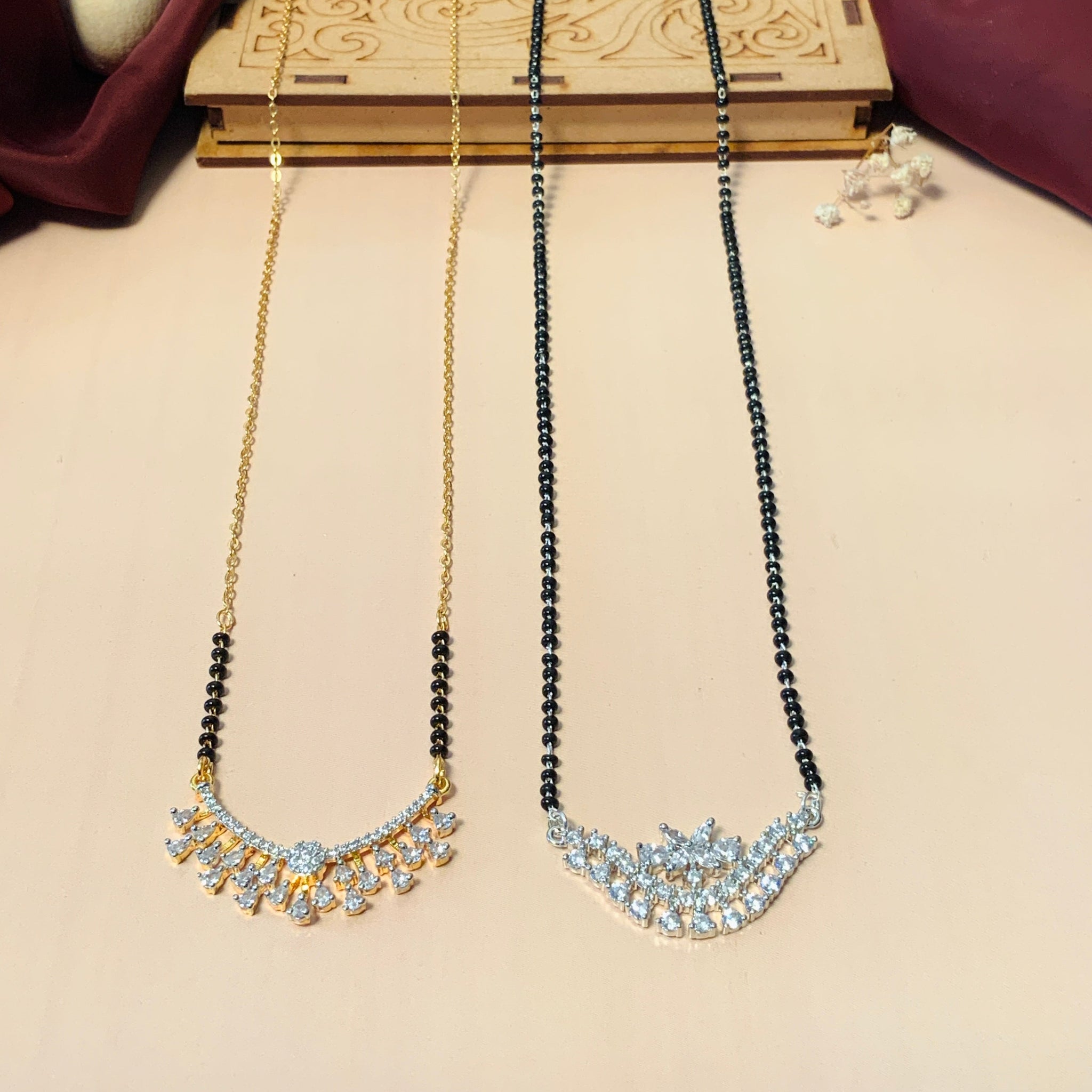 Versatile Gold Plated American Diamond Mangalsutra Combo