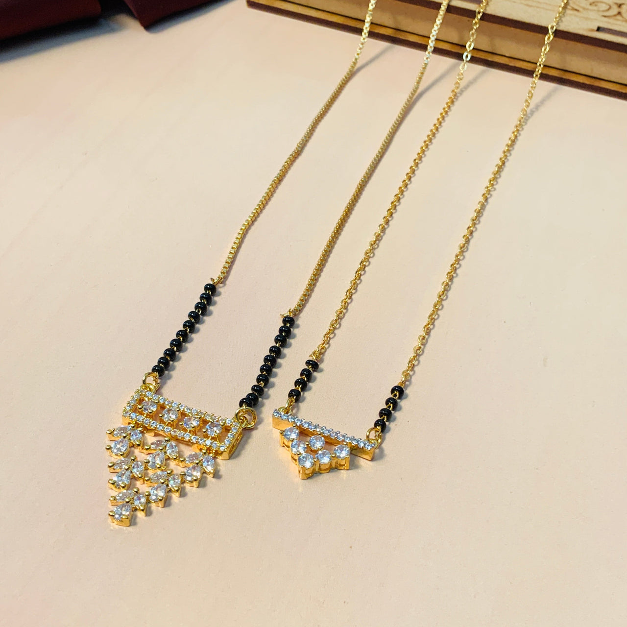 Unique Gold Plated American Diamond Mangalsutra Combo