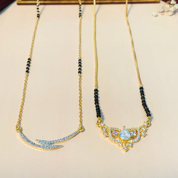 Sparkling Gold Plated American Diamond Mangalsutra Combo