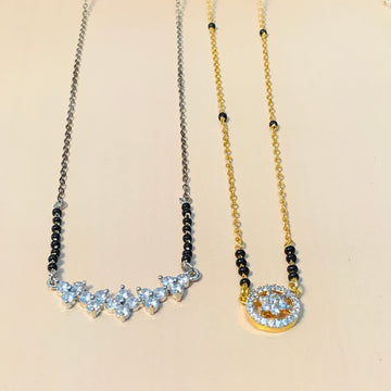 Sophisticated Gold Plated American Diamond Mangalsutra Combo