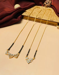 Thumbnail for Contemporary Gold Plated American Diamond Mangalsutra Combo - Abdesignsjewellery