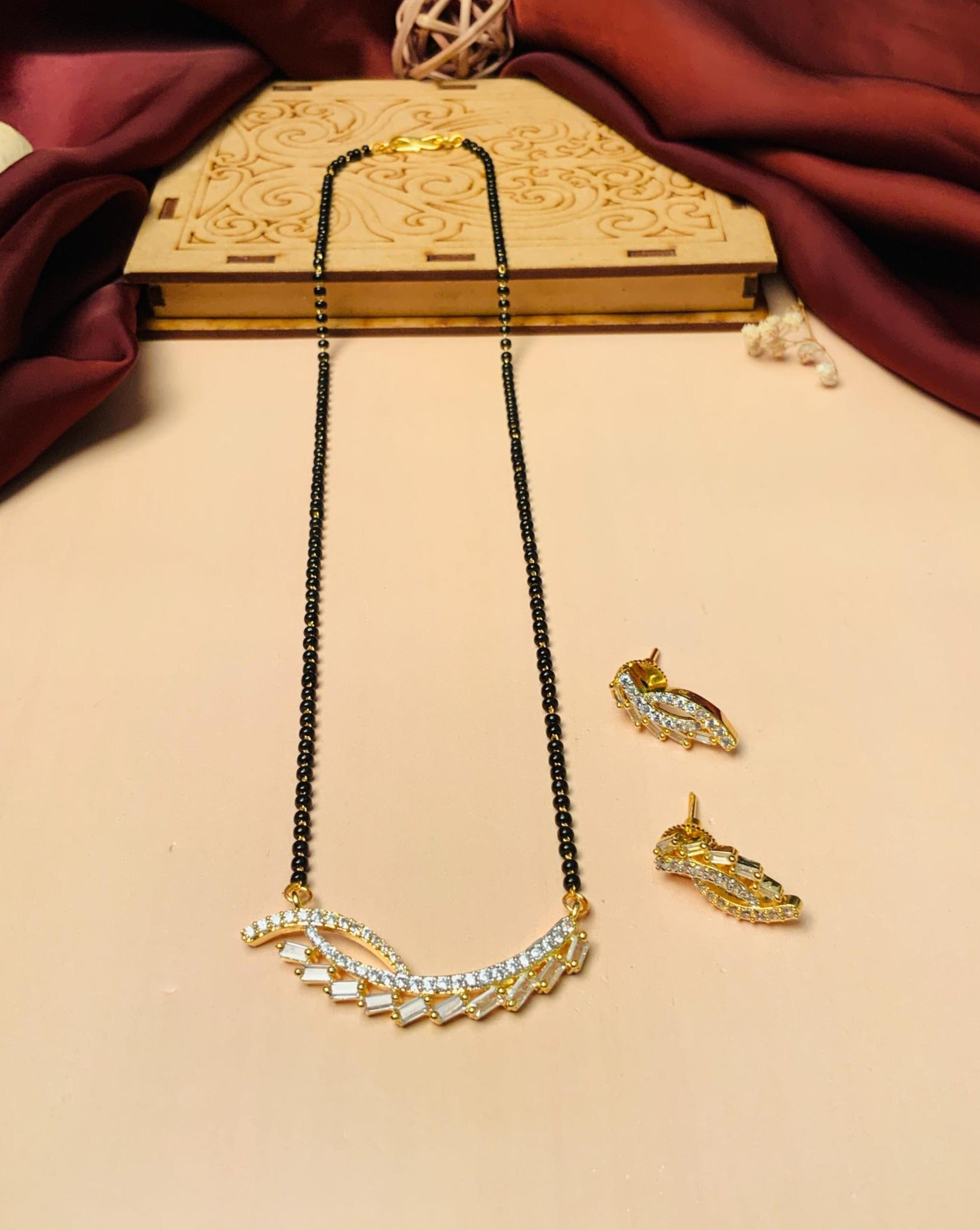 Set of 5 Gold Plated American Diamond Mangalsutra Combo