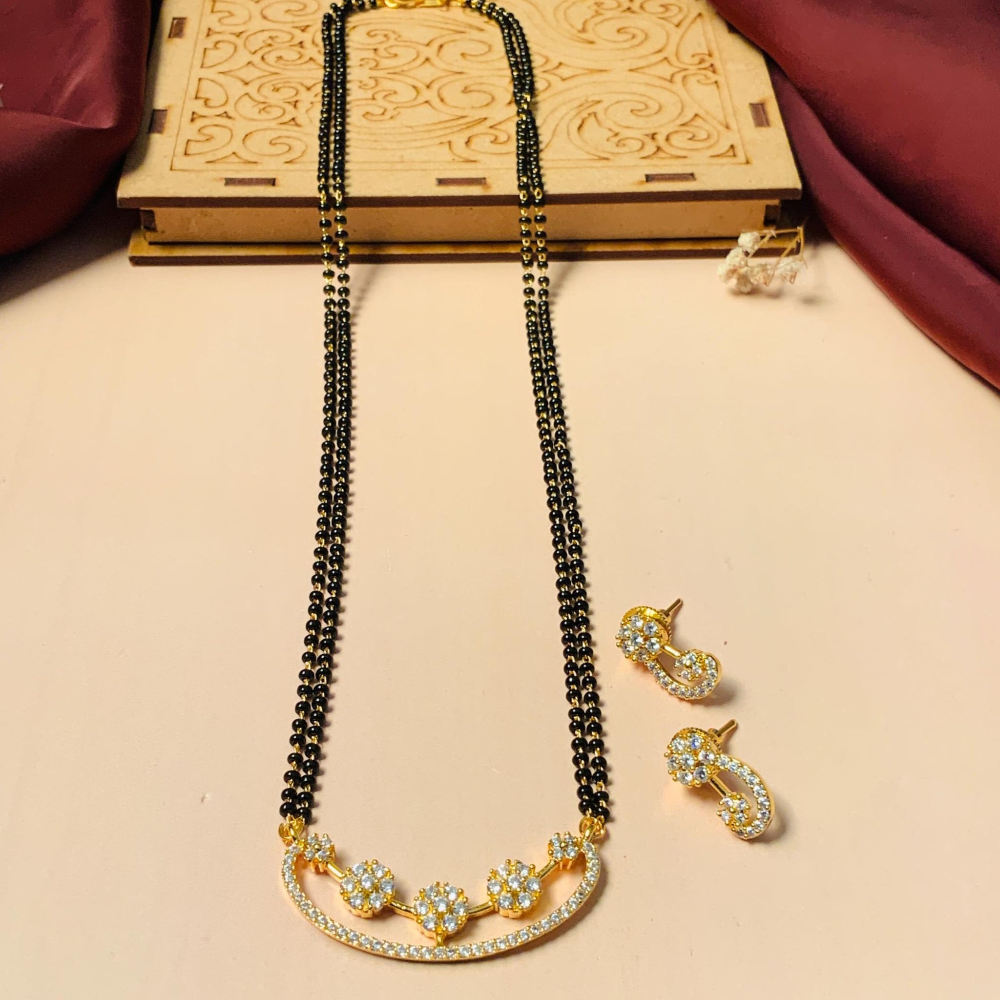 Enchanting High Quality Floral Gold Plated Mangalsutra - Abdesignsjewellery