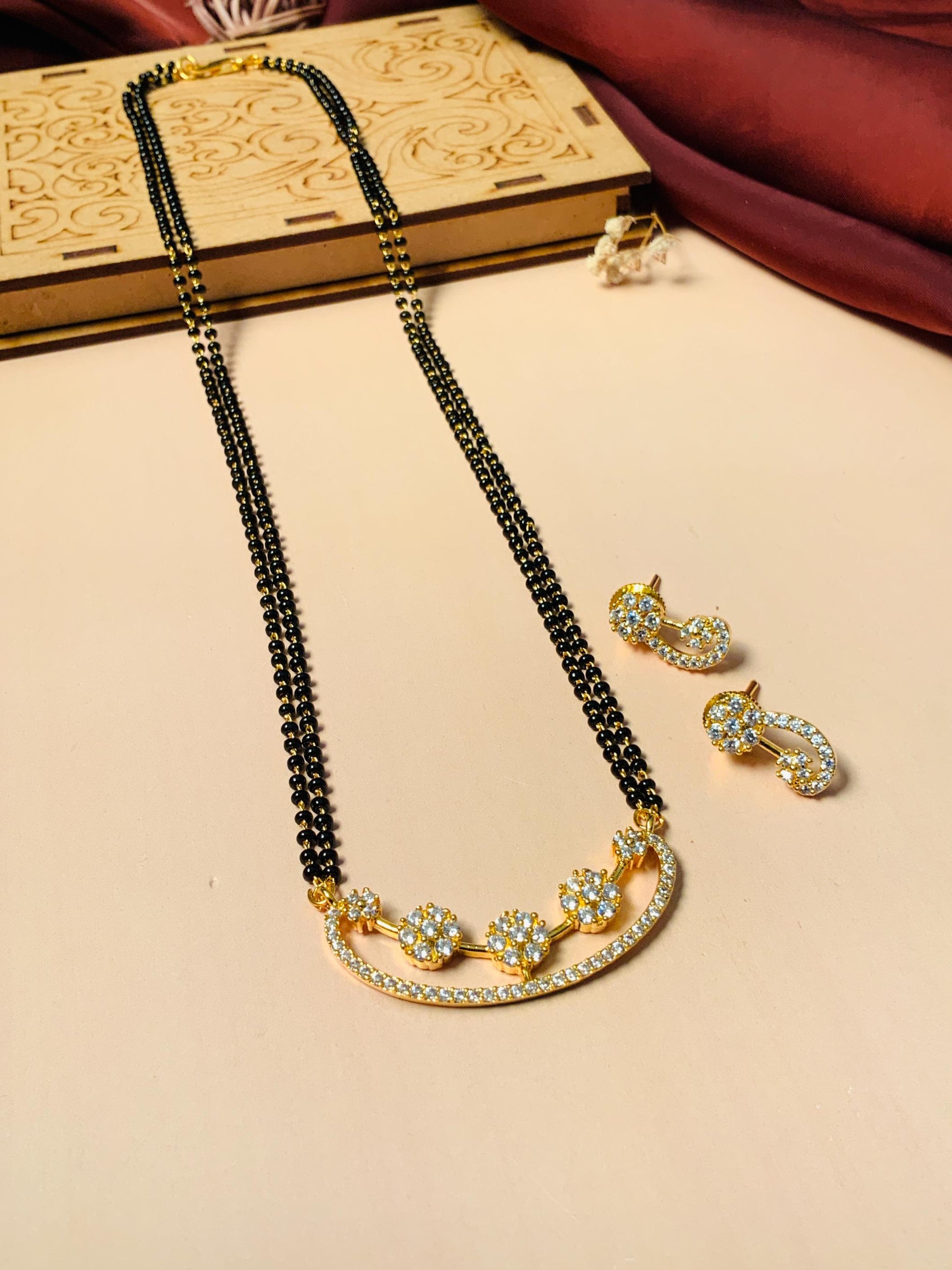Enchanting High Quality Floral Gold Plated Mangalsutra - Abdesignsjewellery