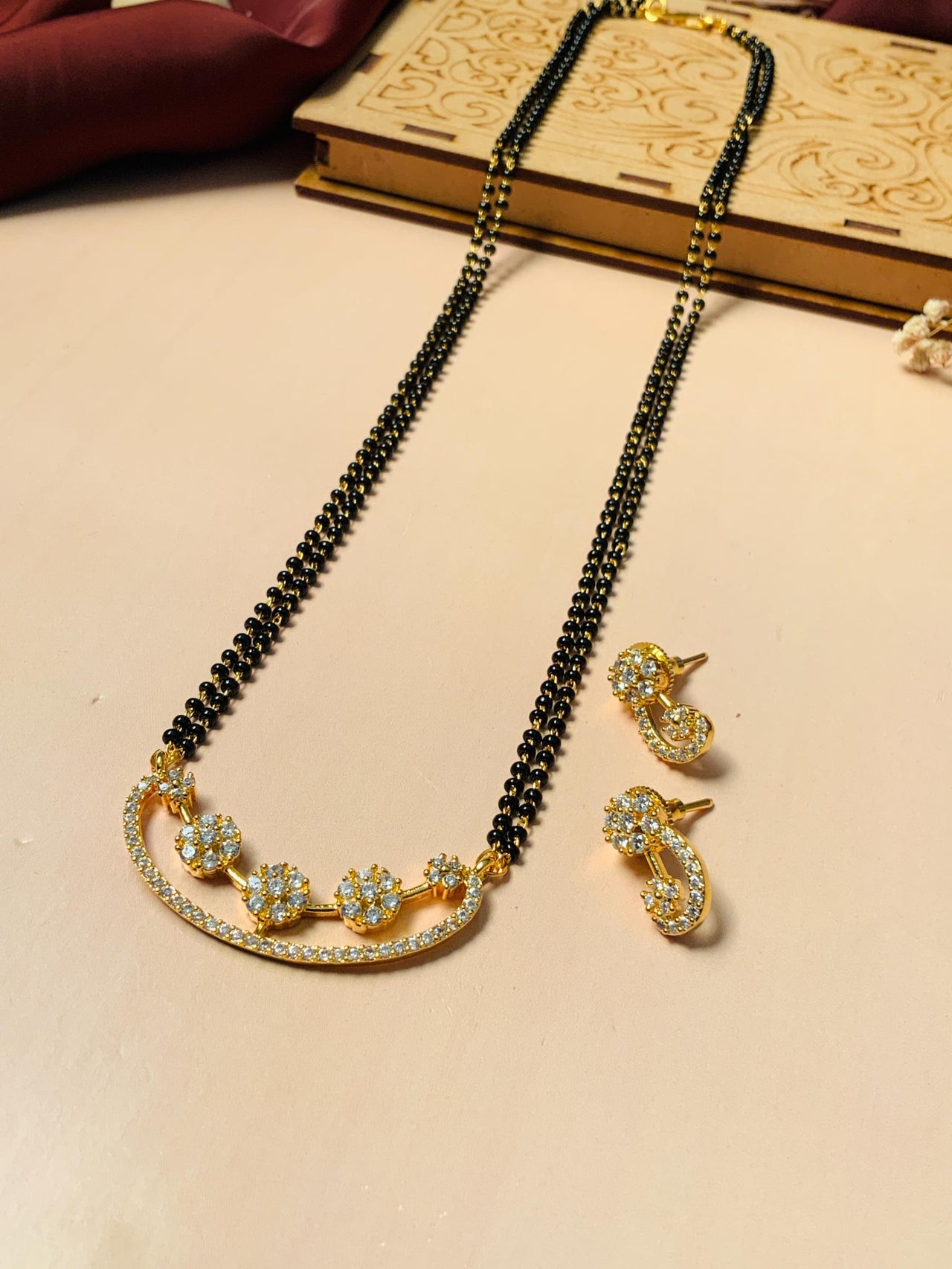 Enchanting High Quality Floral Gold Plated Mangalsutra - Abdesignsjewellery