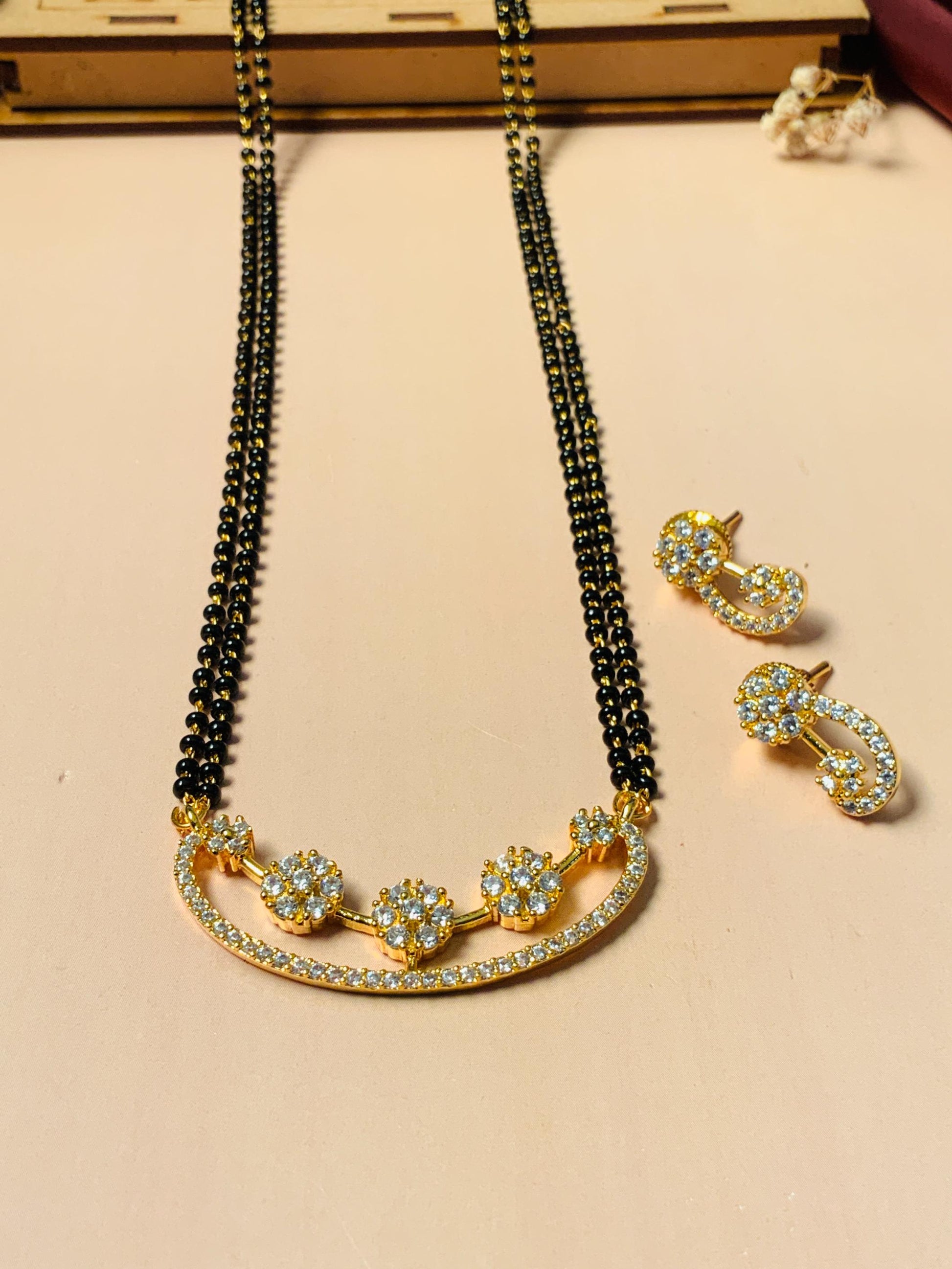 Enchanting High Quality Floral Gold Plated Mangalsutra - Abdesignsjewellery