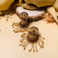 Thumbnail for Goddess Laxmi Antique Gold Plated Jhumka