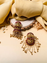 Thumbnail for Goddess Laxmi Antique Gold Plated Jhumka